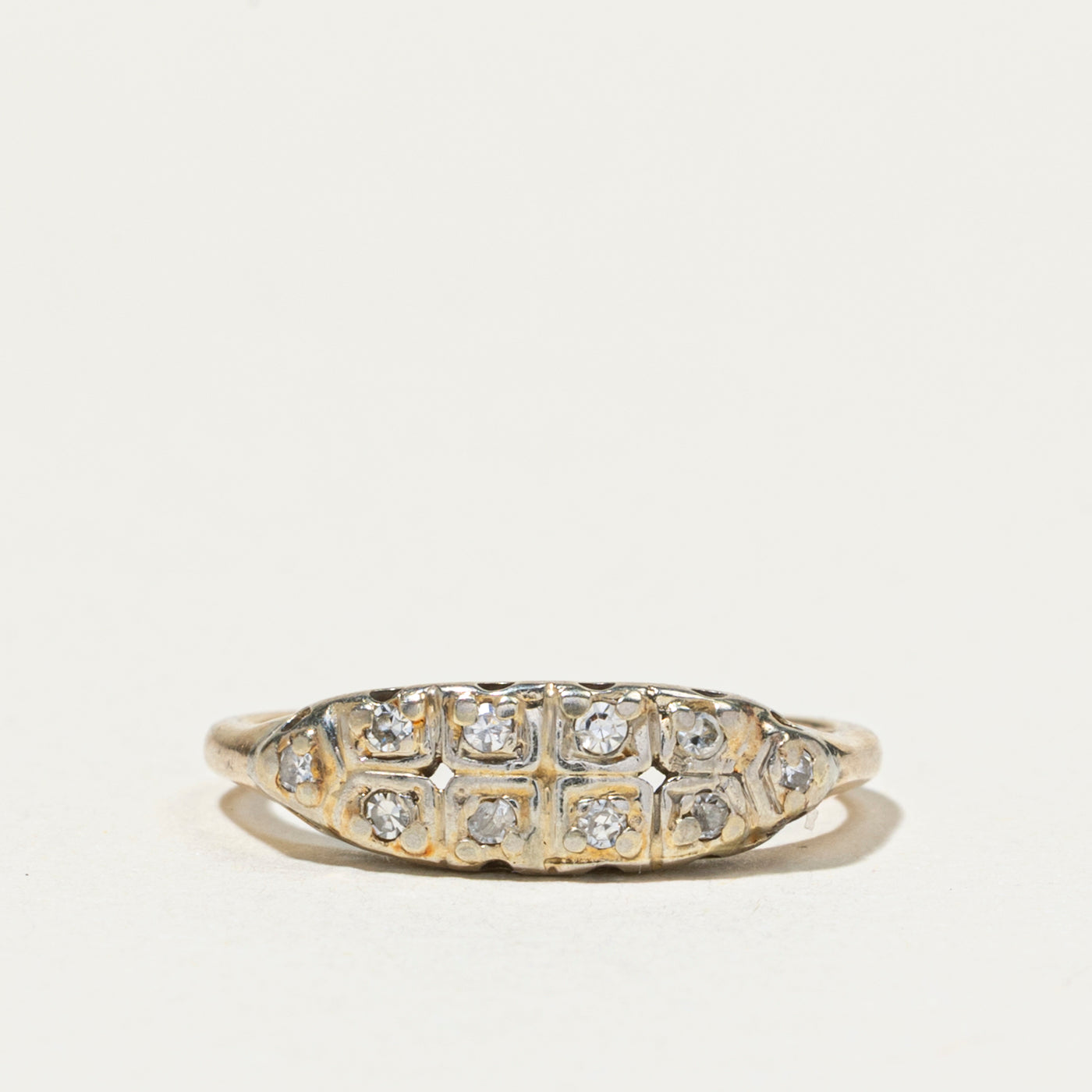 Double Row Diamond Boat Shaped Ring | SZ 4.5