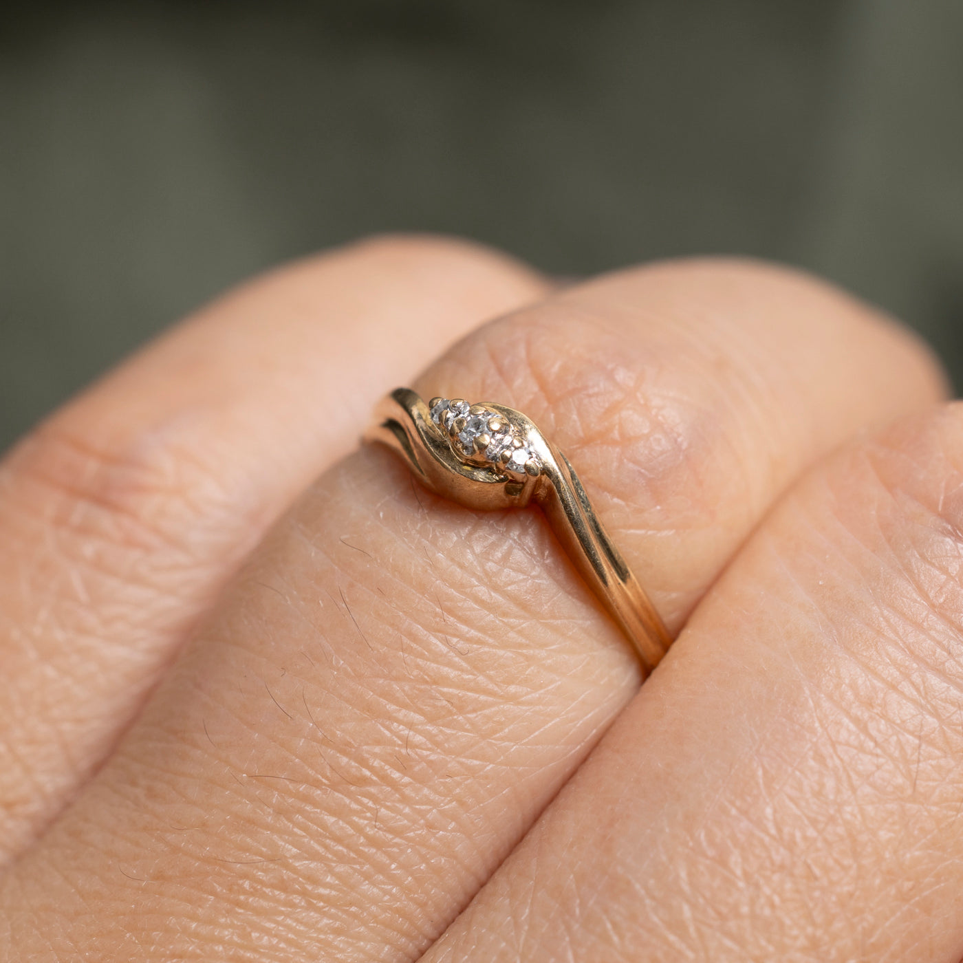 Three Stone Diamond Bypass Ring | SZ 5.5