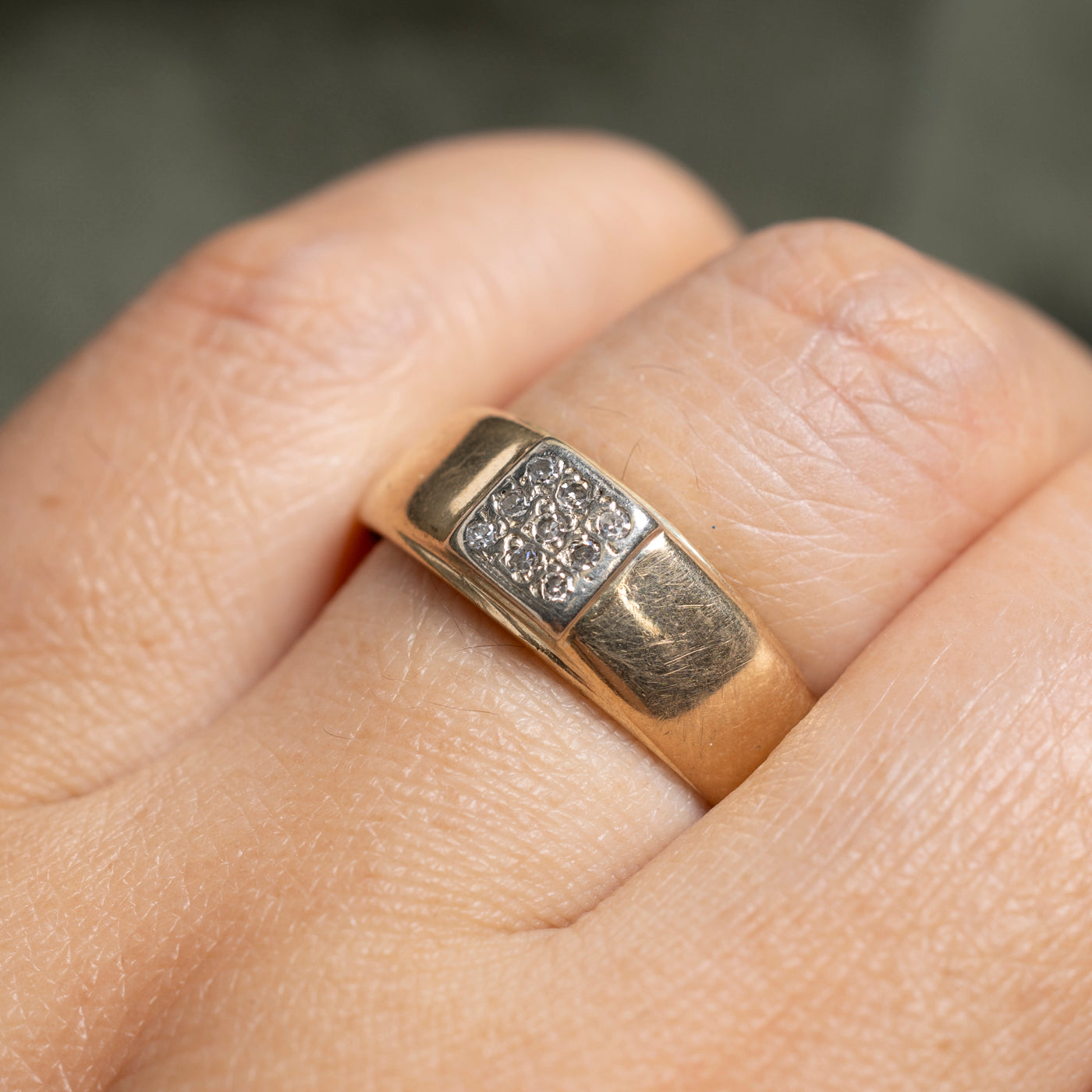 Diamond Grid Signet Ring | SZ 9.75