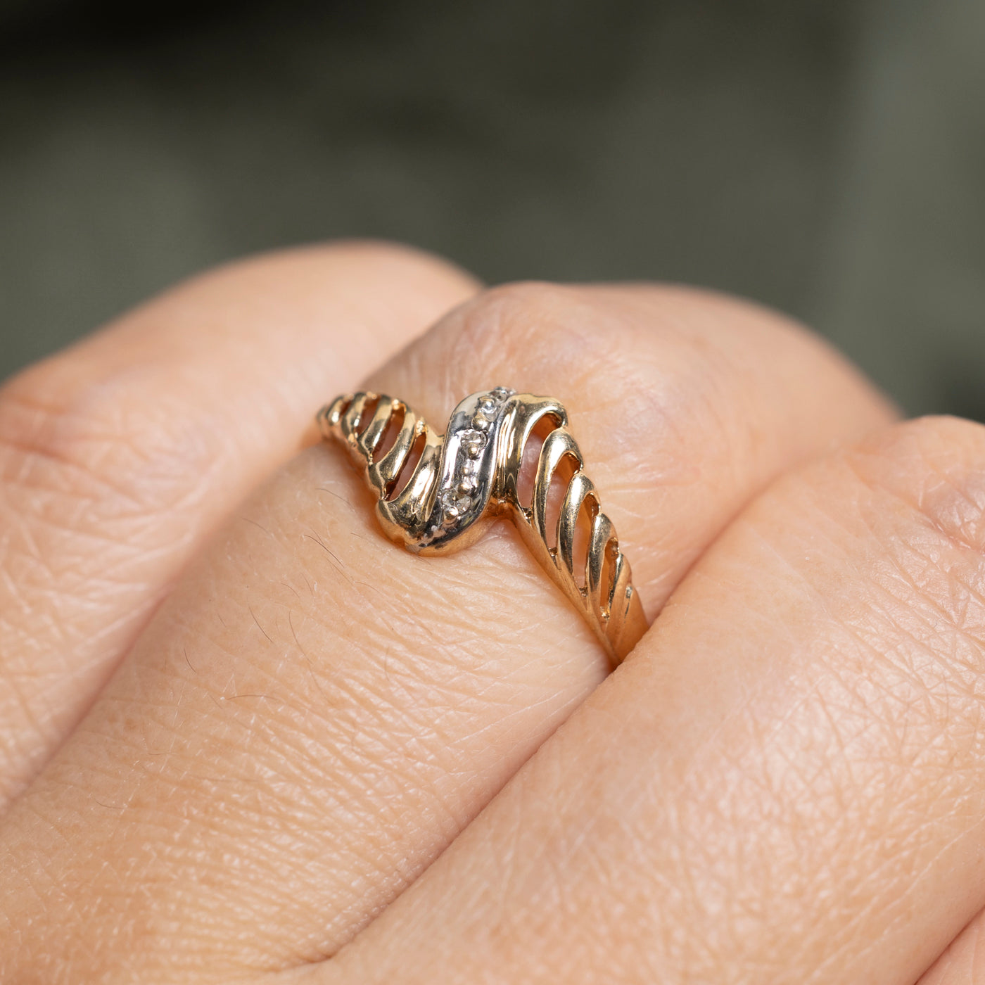 Diamond Open Grooved Bypass Ring | SZ 5.25