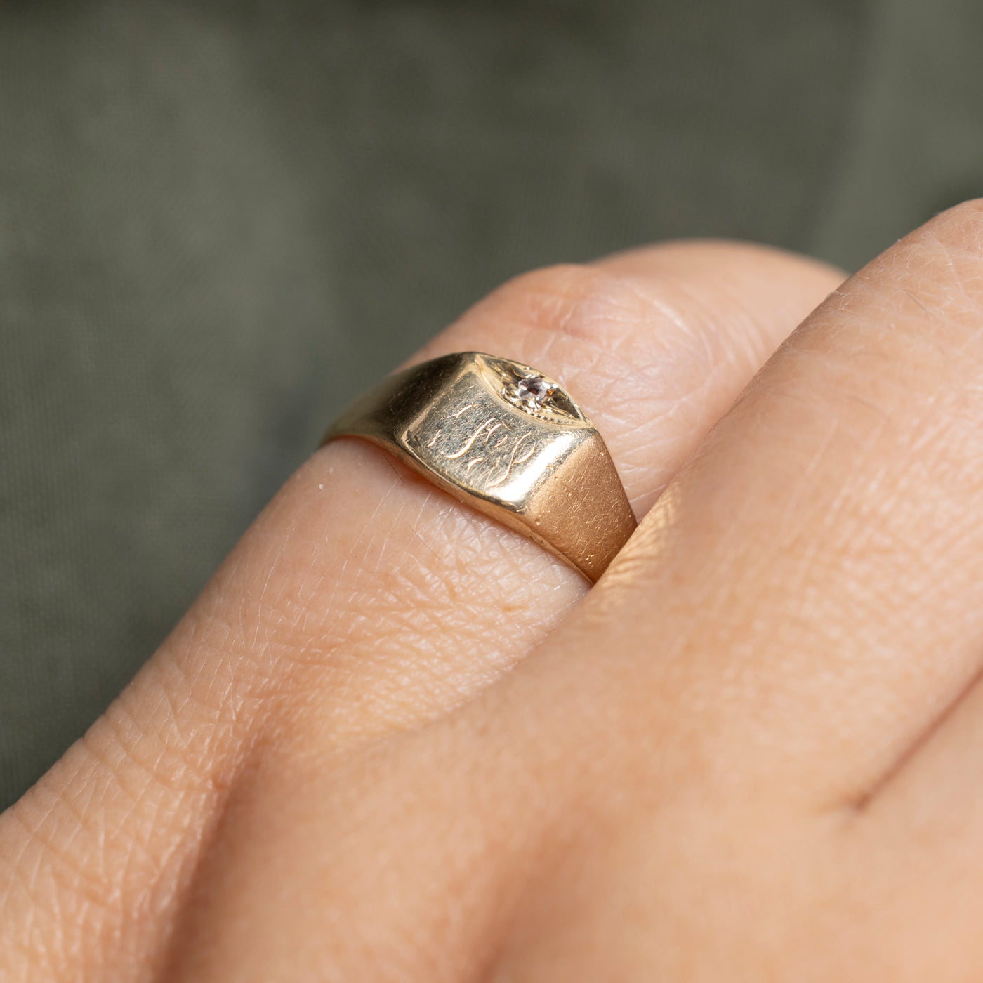 Diamond "LL" Initial Signet Ring | SZ 5.5