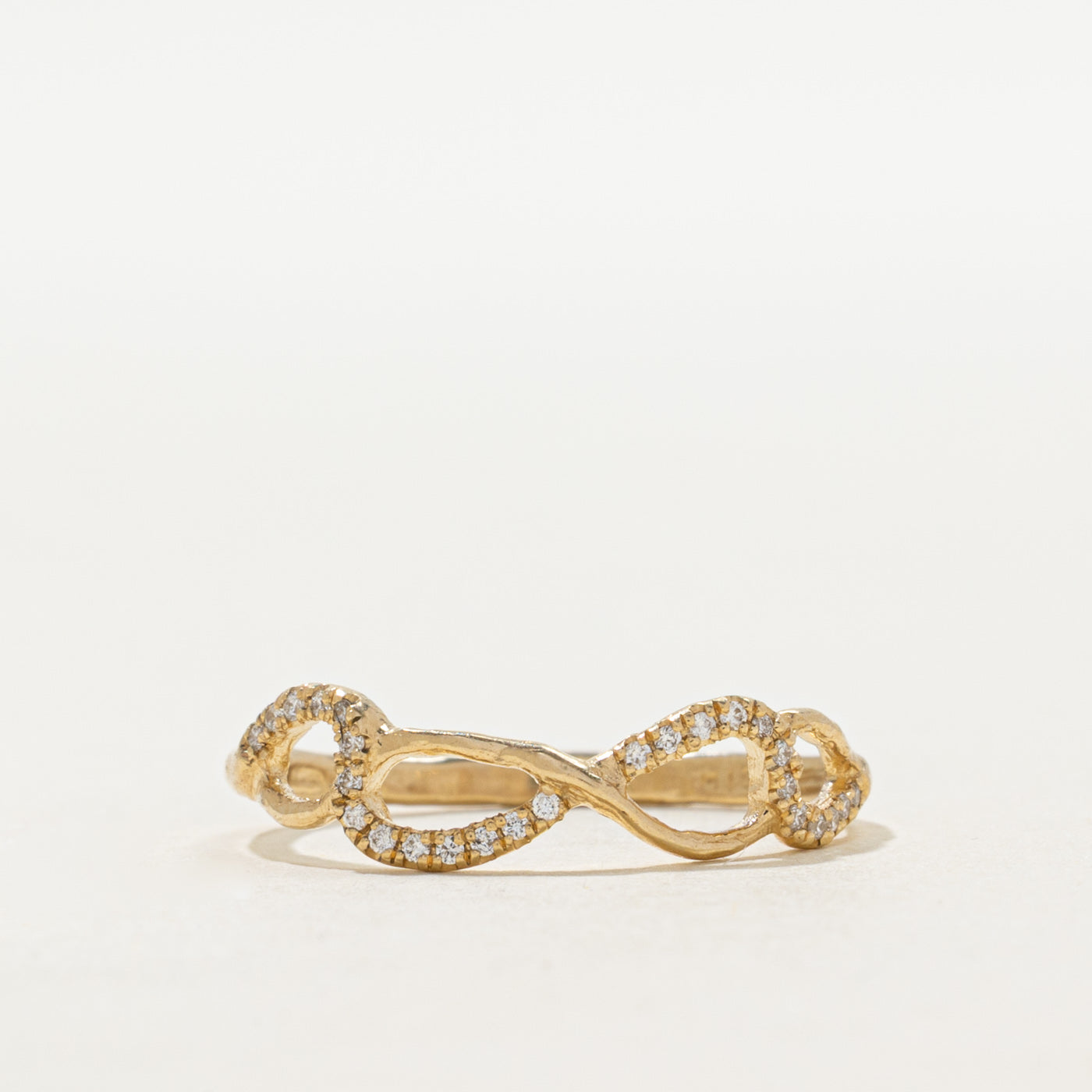 Semi Eternity Diamond Cross Over Ring | SZ 7.5