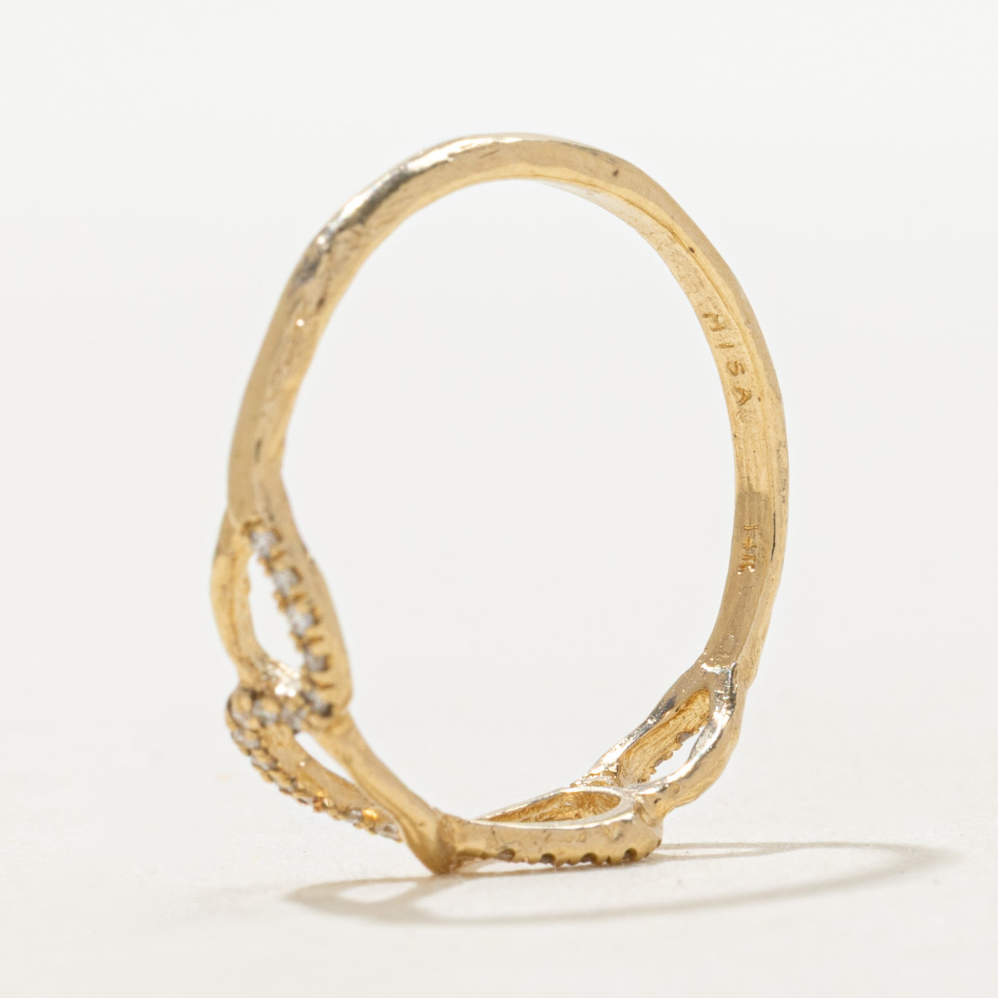 Semi Eternity Diamond Cross Over Ring | SZ 7.5