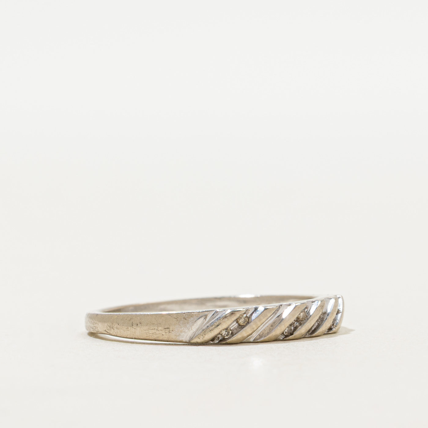 Semi Eternity Diamond Diagonal Grooved Band | SZ 8