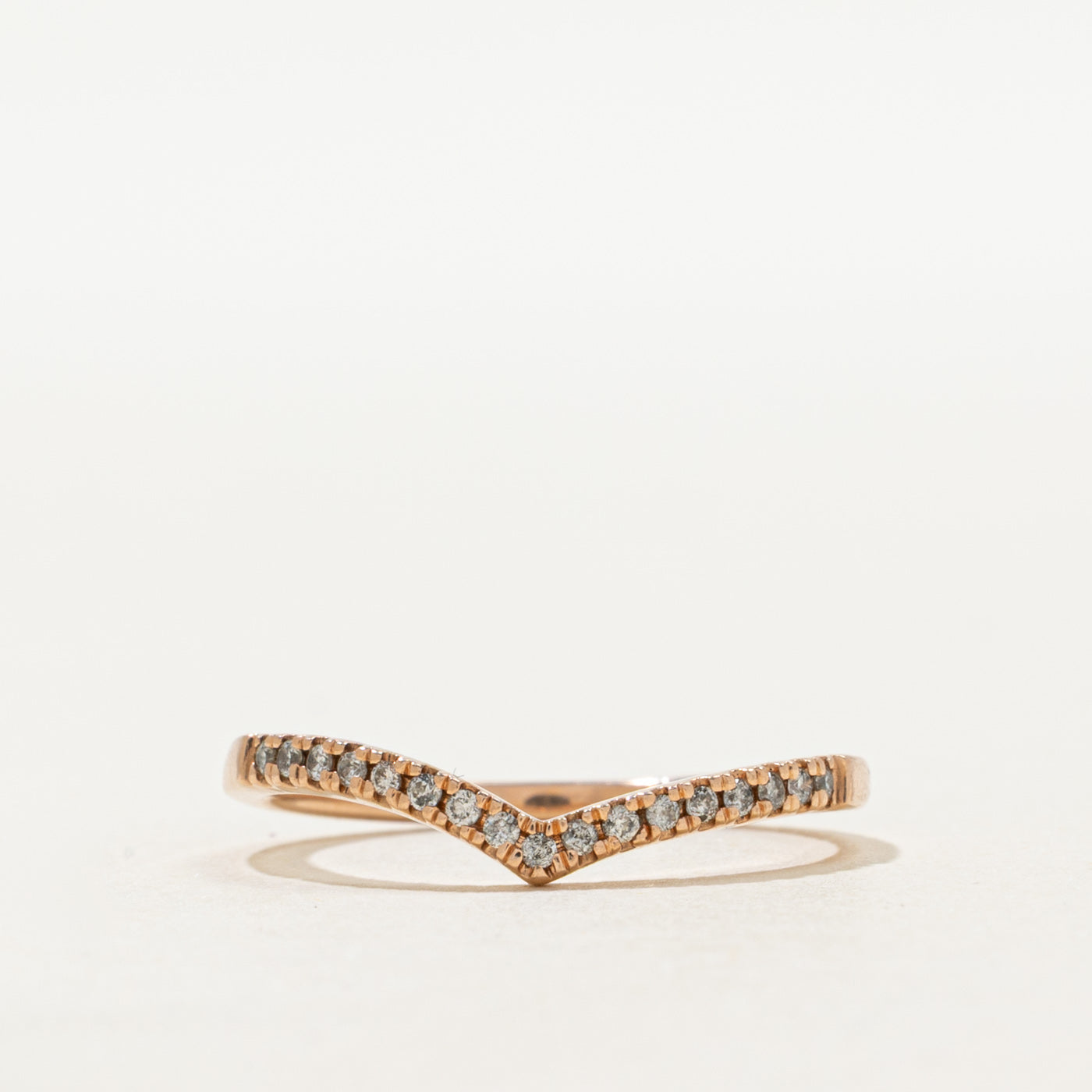 Rose Gold Semi Eternity Diamond Chevron Ring | SZ 7