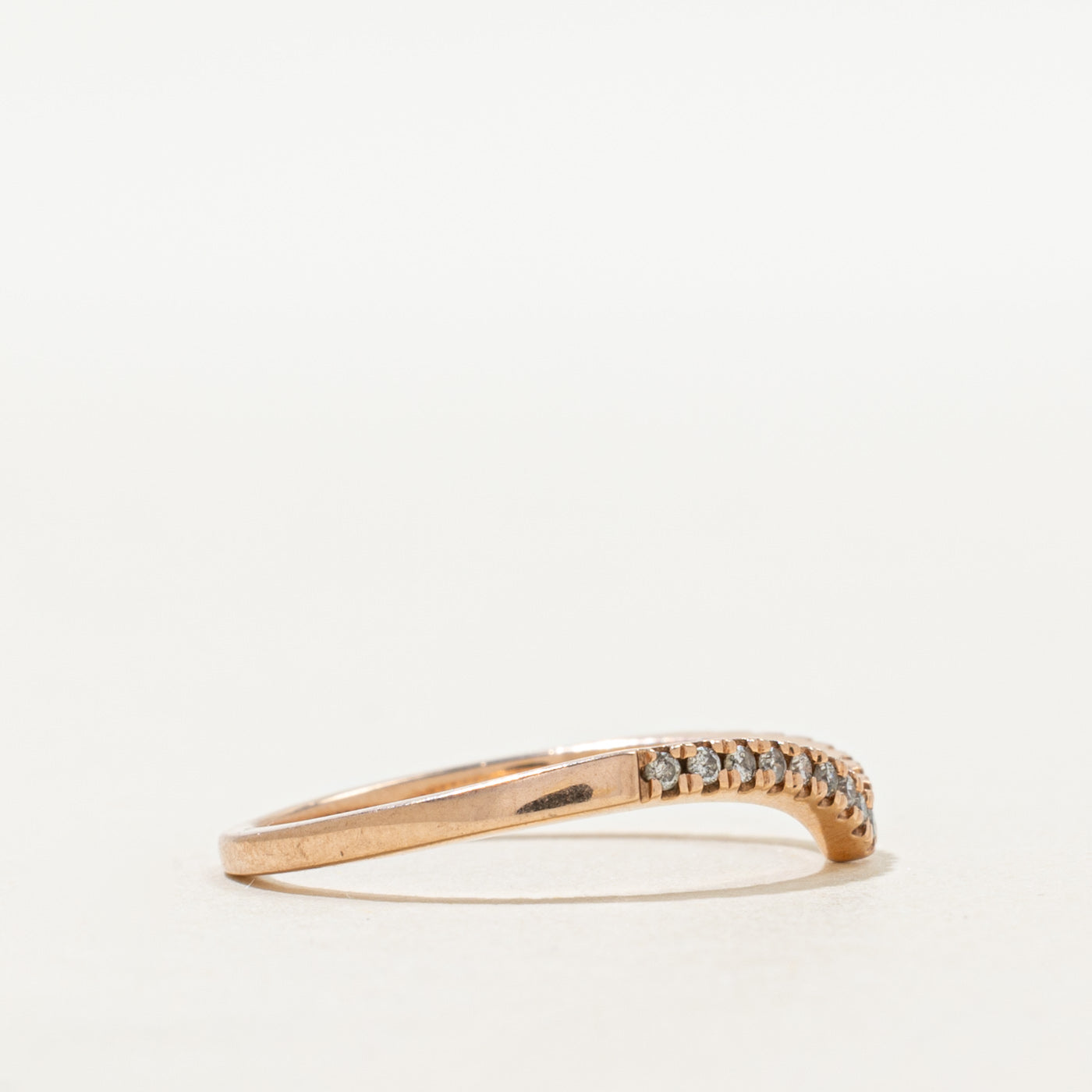 Rose Gold Semi Eternity Diamond Chevron Ring | SZ 7