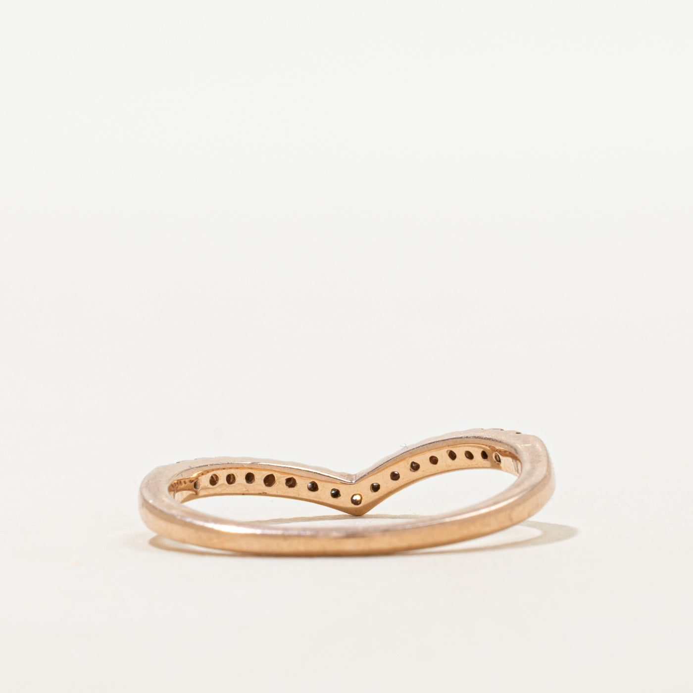 Rose Gold Semi Eternity Diamond Chevron Ring | SZ 7