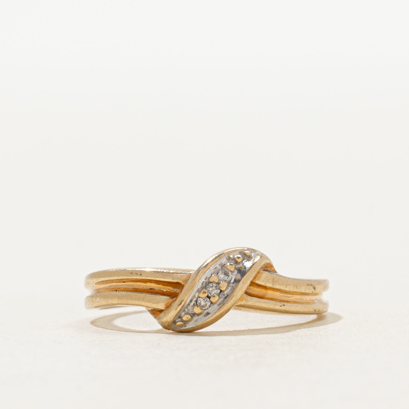 Yellow Gold Diamond Waterfall Cross Over Ring | SZ 4.5