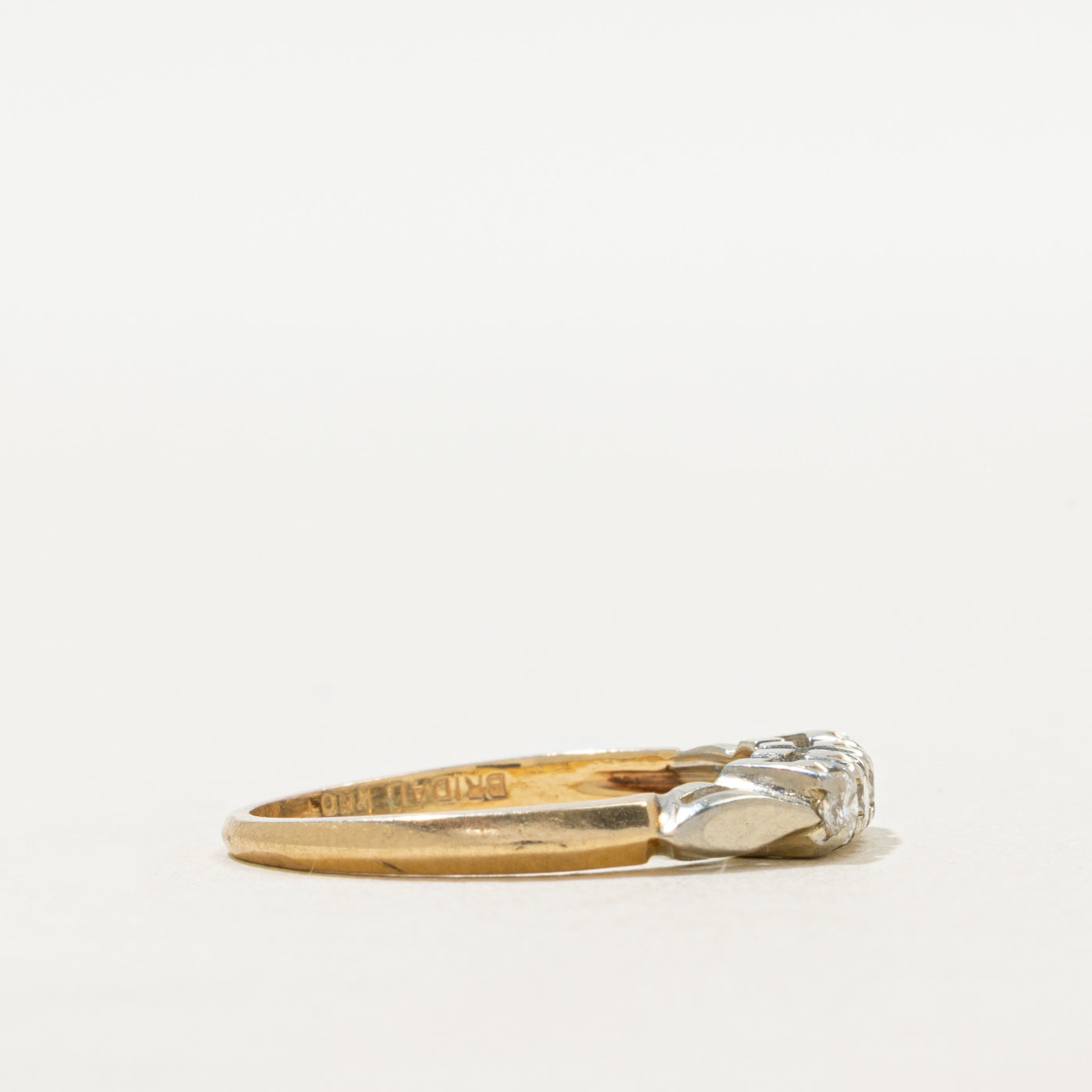Two Tone Gold Four Stone Diamond Band | SZ 6.5