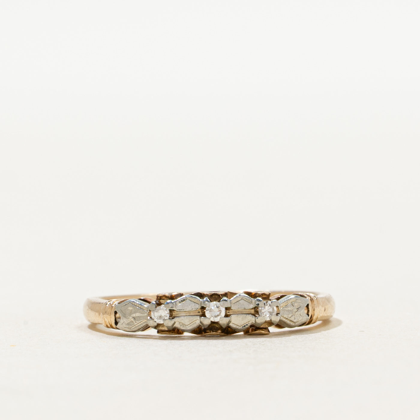 Two Tone Gold Three Stone Diamond Ring | SZ 6