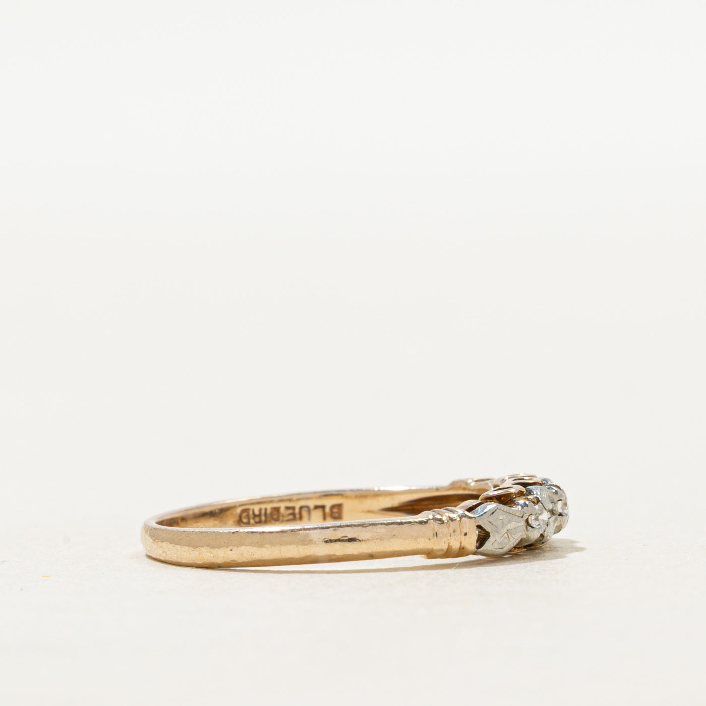 Two Tone Gold Three Stone Diamond Ring | SZ 6