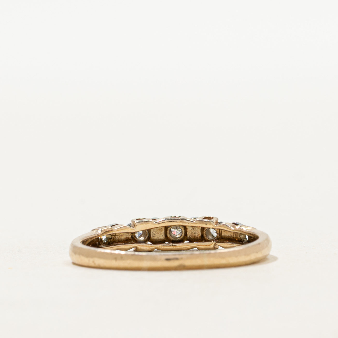 Two Tone Gold Three Stone Diamond Ring | SZ 6