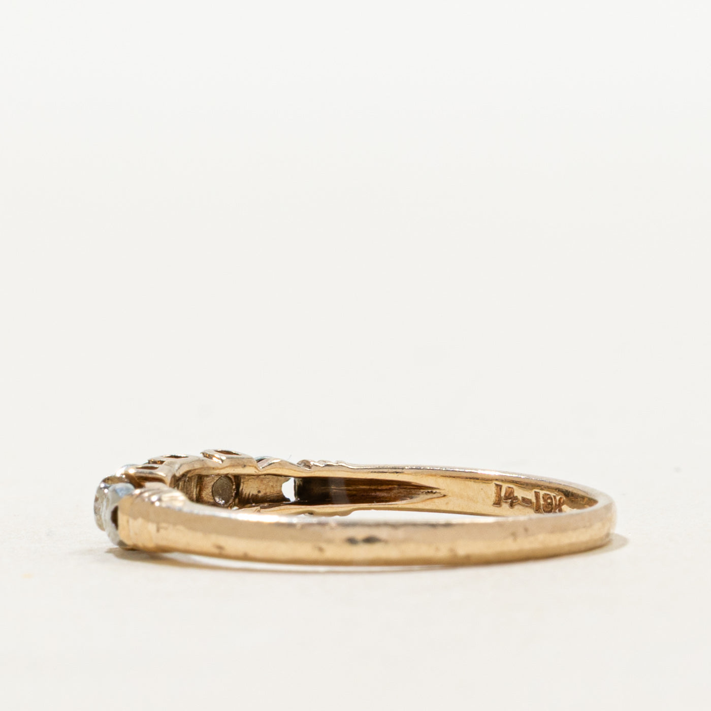 Two Tone Gold Three Stone Diamond Ring | SZ 6