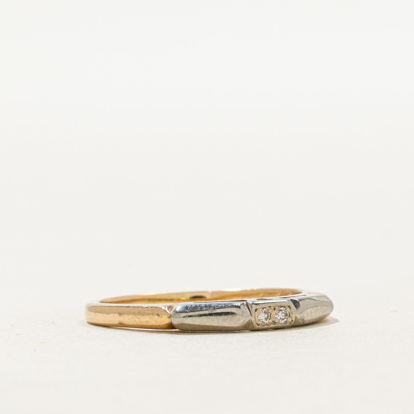 Two Tone Gold Two Stone Diamond Band | SZ 6.5