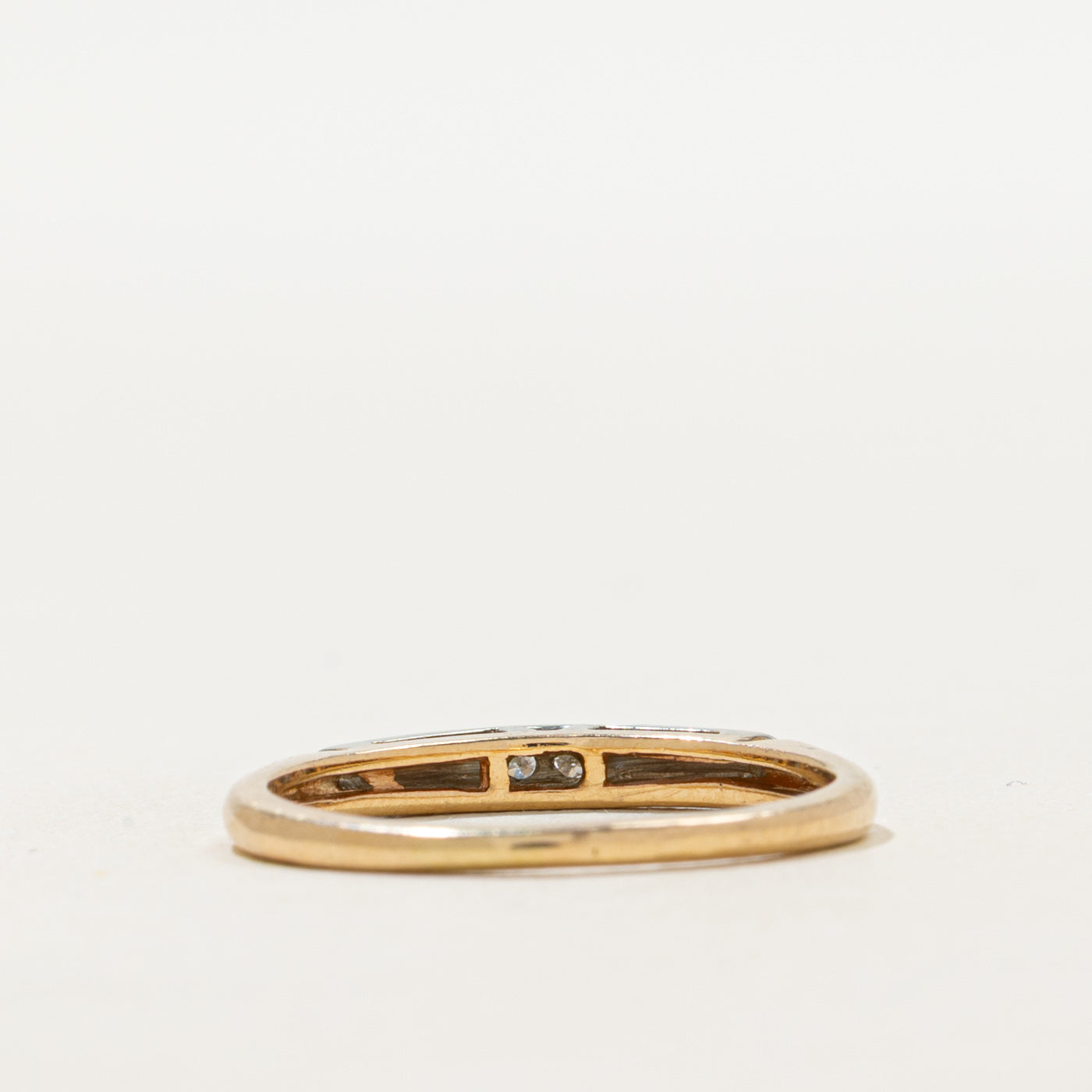 Two Tone Gold Two Stone Diamond Band | SZ 6.5