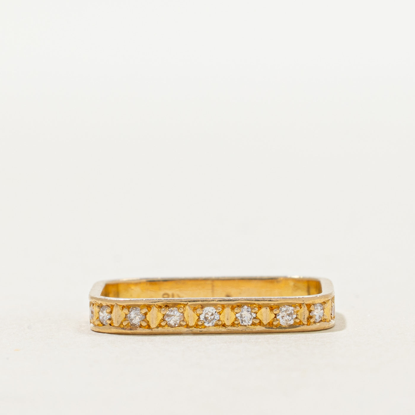 18k Semi Eternity Diamond Soft Square Band | 2.45mm | SZ 4.75
