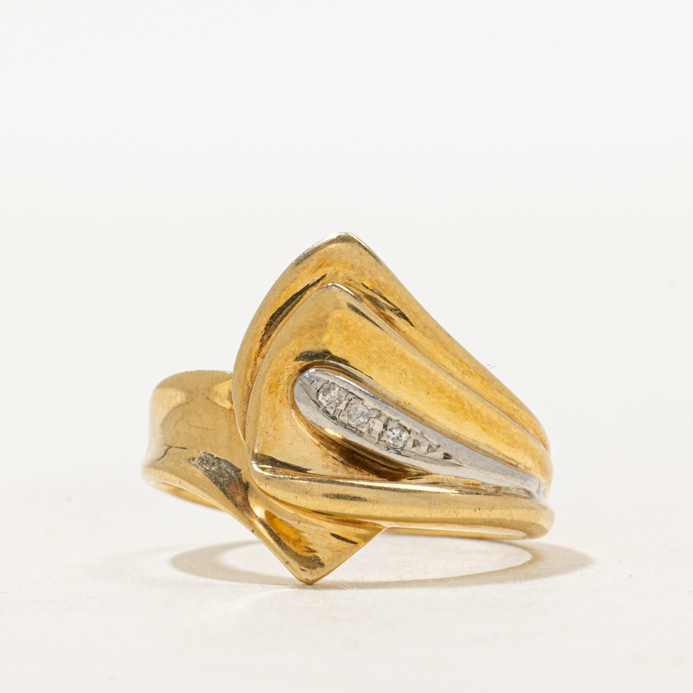 Diamond Grooved Chunky Bypass Ring | SZ 6.75
