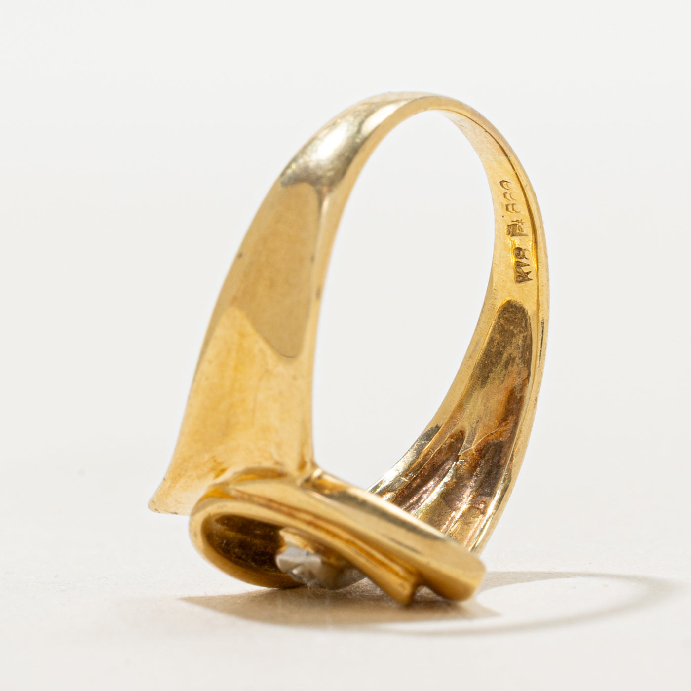 Diamond Grooved Chunky Bypass Ring | SZ 6.75