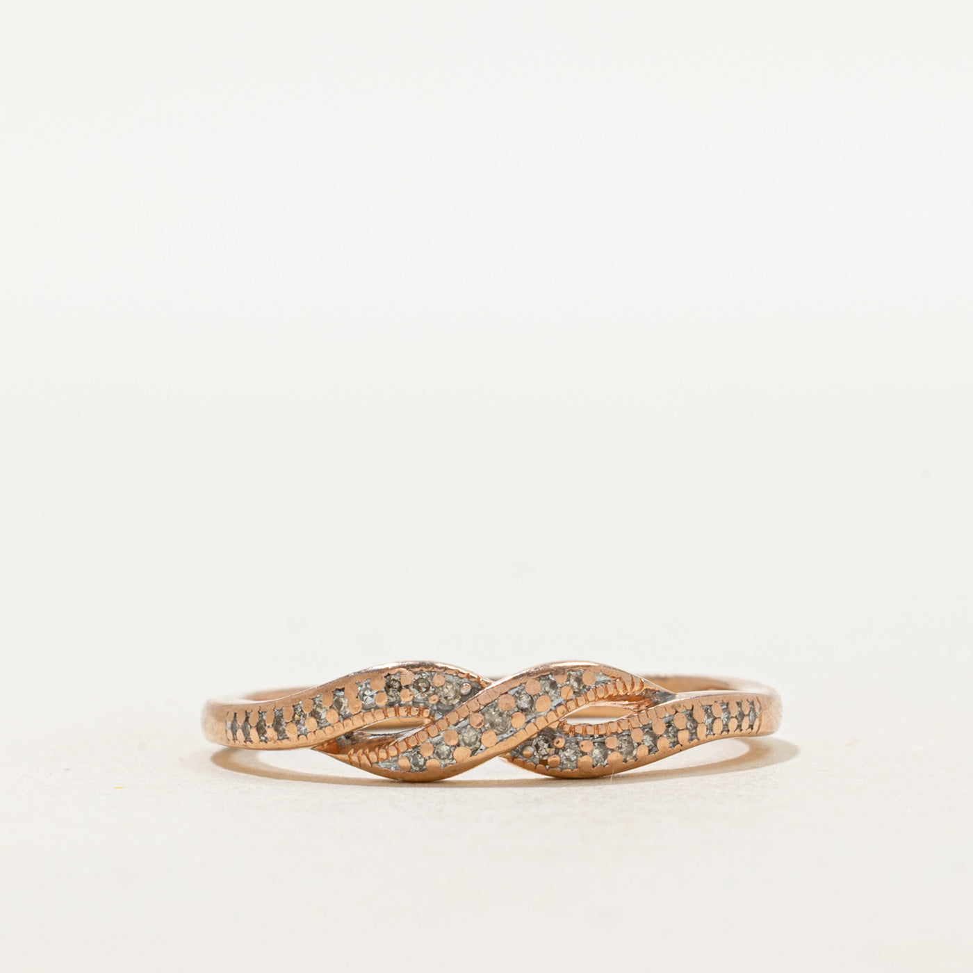 Rose Gold Diamond Crossover Ring | SZ 9.75