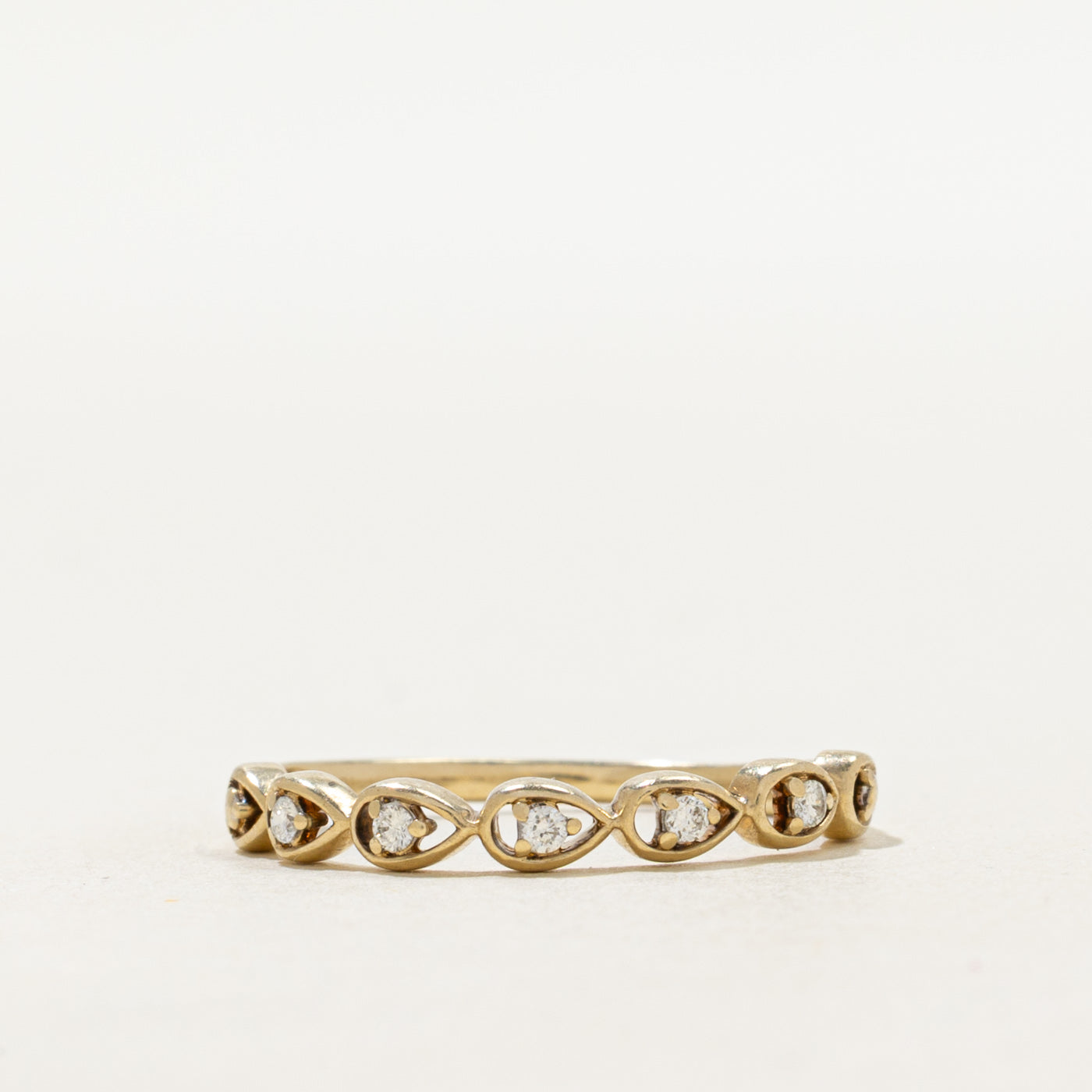Semi Eternity Diamond Pear Patterned Ring | SZ 6.75