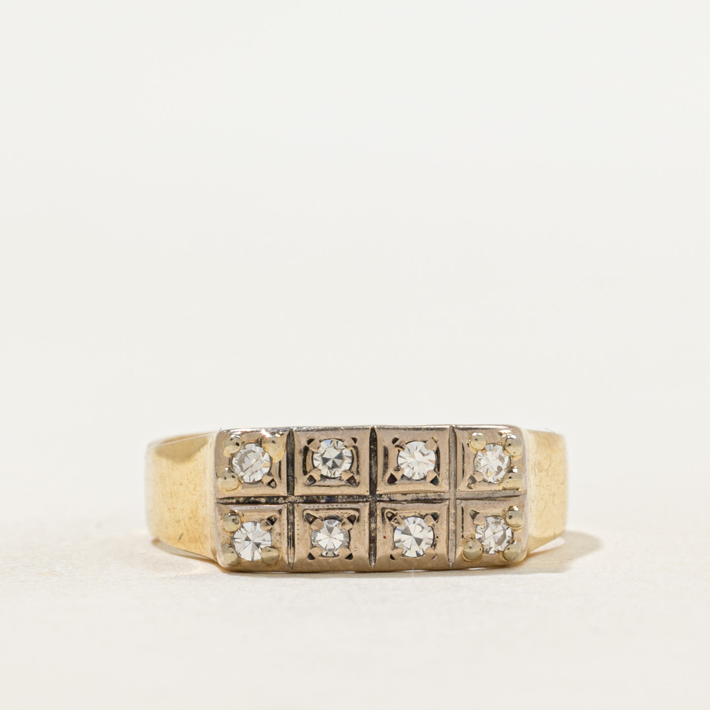 18k Two Tone Double Row Diamond Ring | SZ 7.5