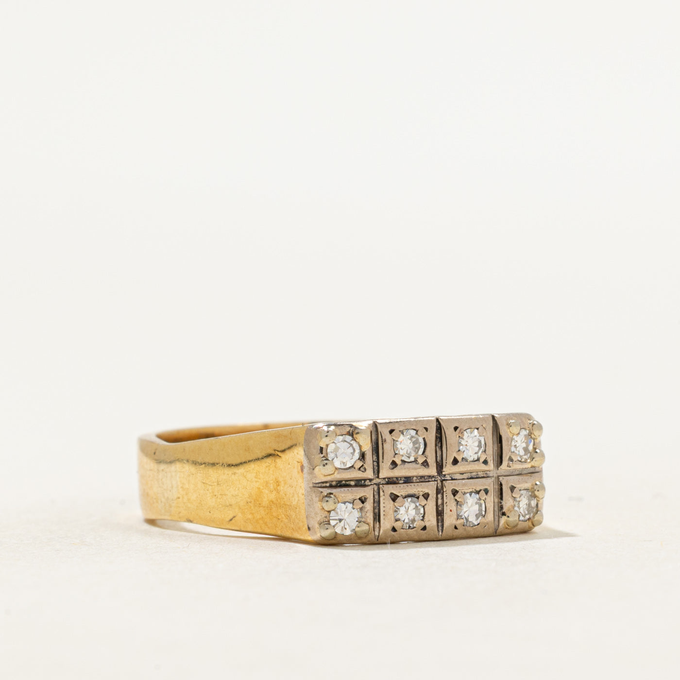 18k Two Tone Double Row Diamond Ring | SZ 7.5