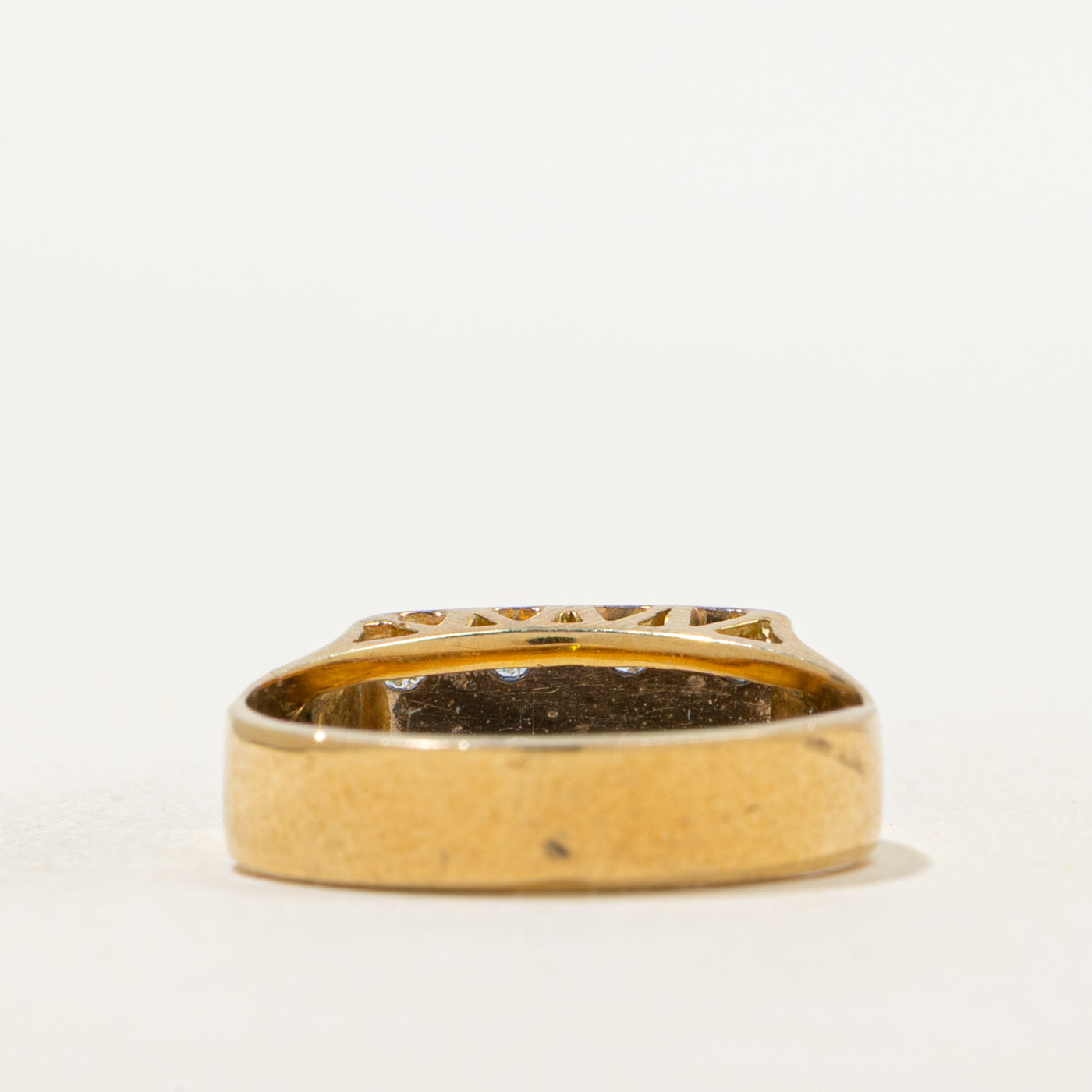 18k Two Tone Double Row Diamond Ring | SZ 7.5