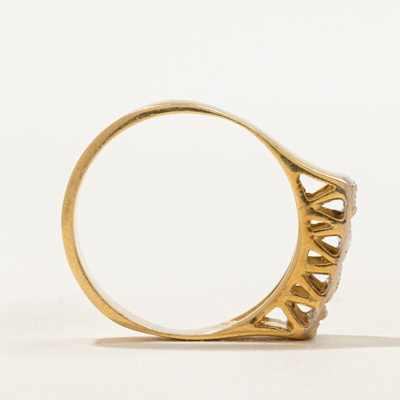 18k Two Tone Double Row Diamond Ring | SZ 7.5