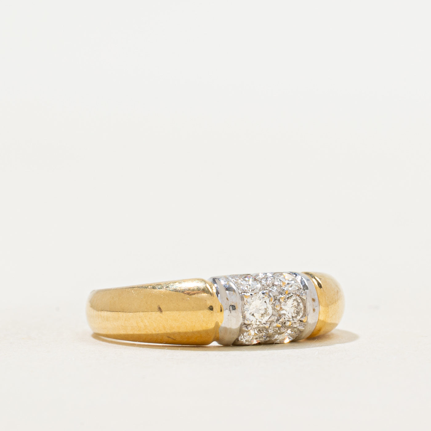 Bague dôme en or 18 carats bicolore sertie de diamants | Taille 5