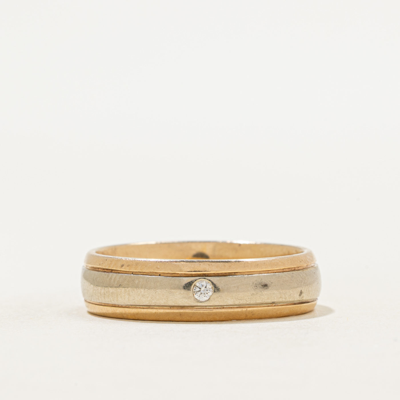 Two Tone Flush Set Diamond Band | 5.80mm | SZ 9.75