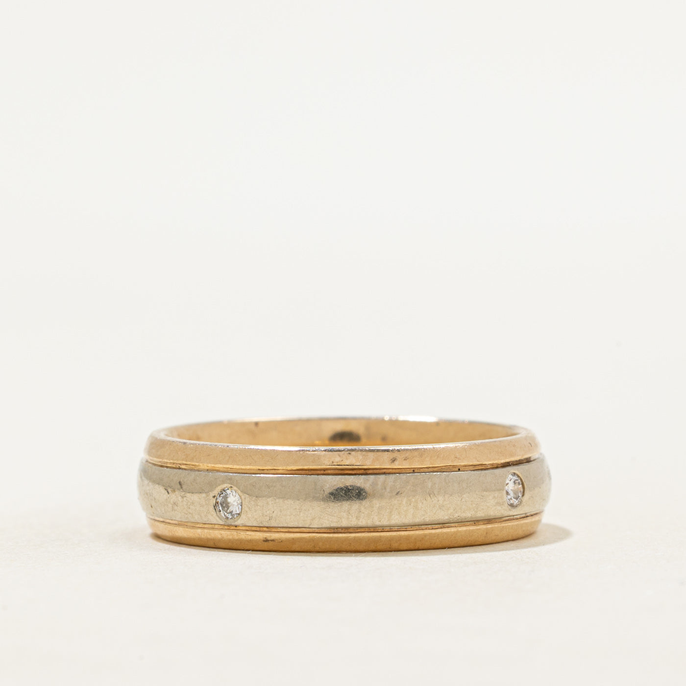 Two Tone Flush Set Diamond Band | 5.80mm | SZ 9.75