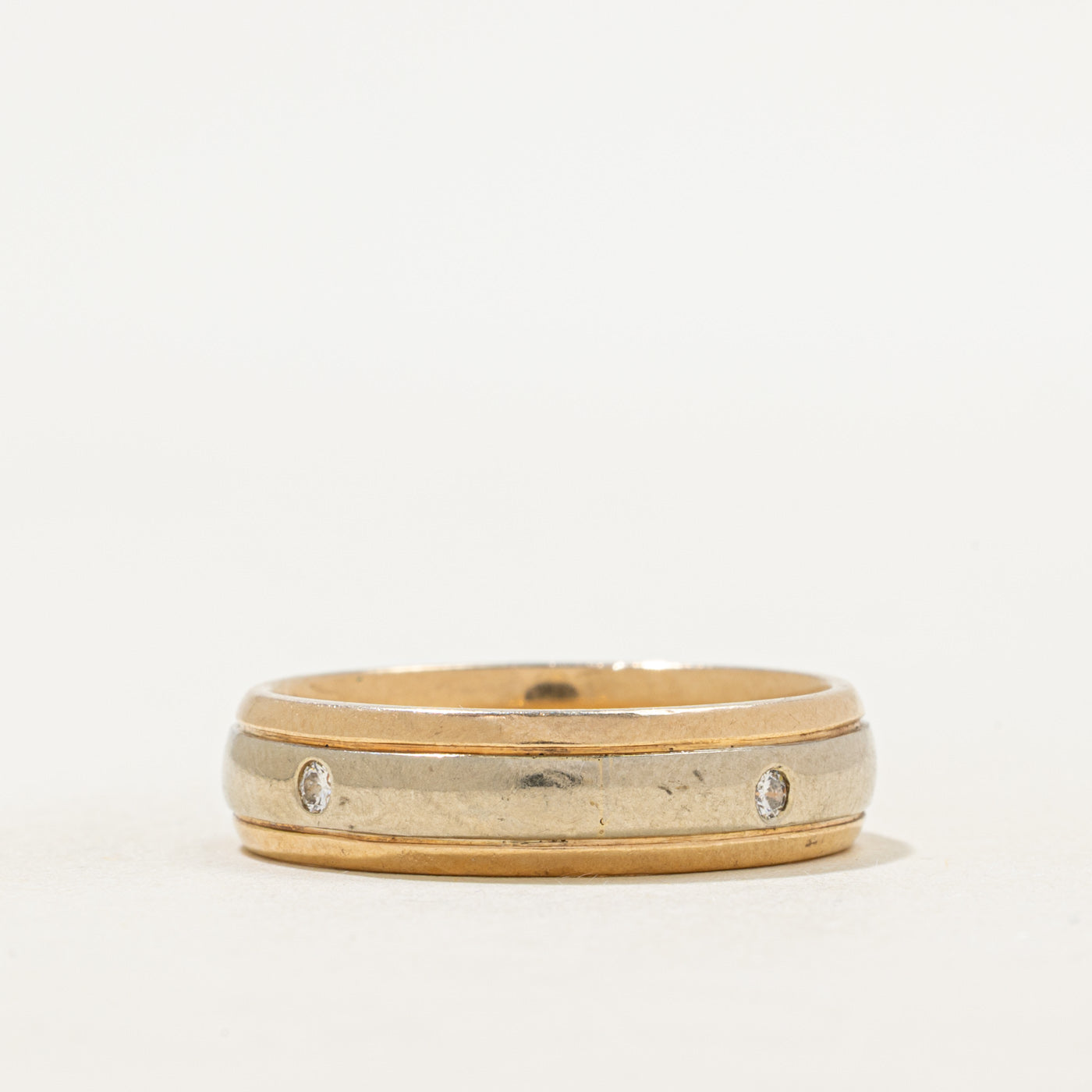 Two Tone Flush Set Diamond Band | 5.80mm | SZ 9.75