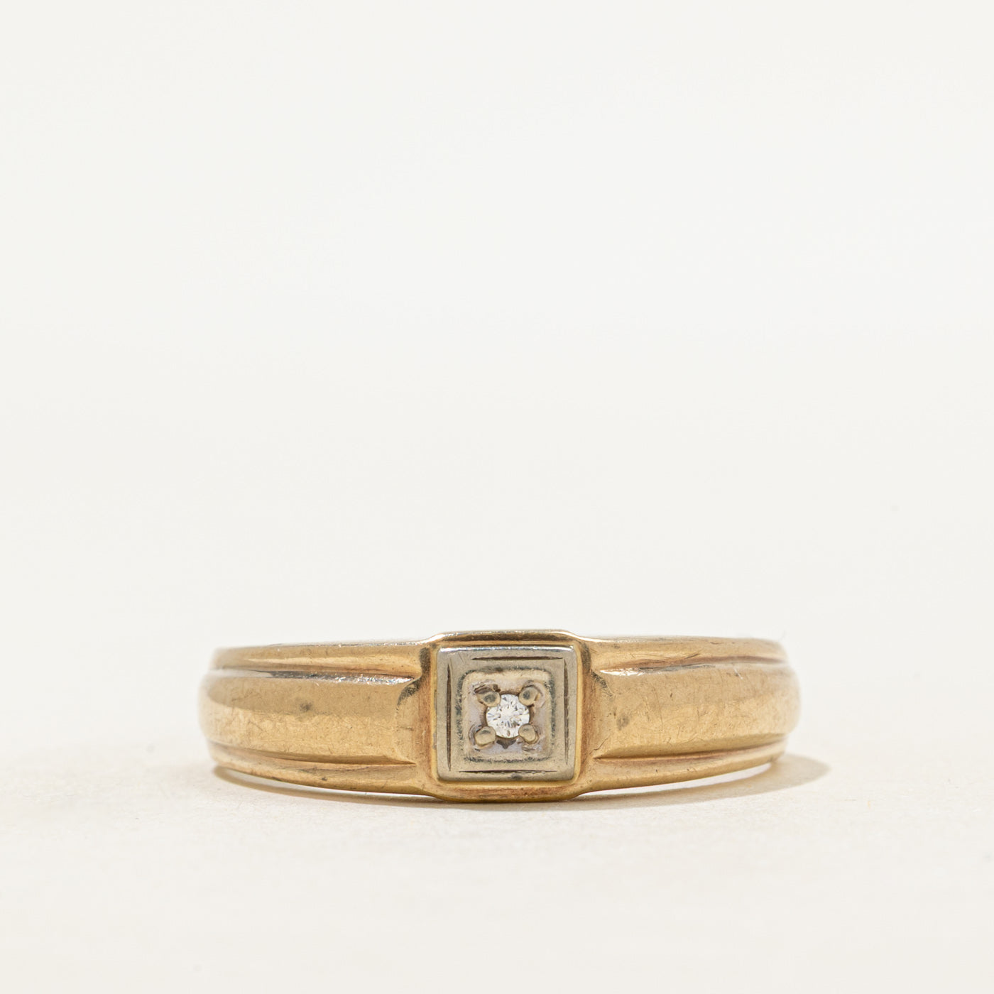 Diamond Square Grooved Ring | SZ 12
