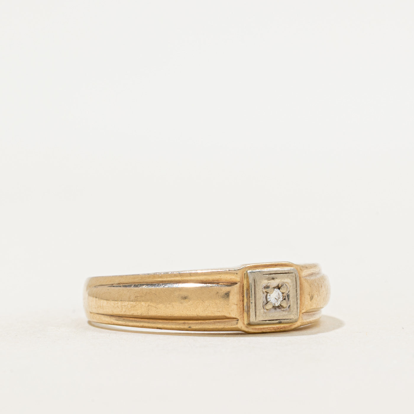 Diamond Square Grooved Ring | SZ 12