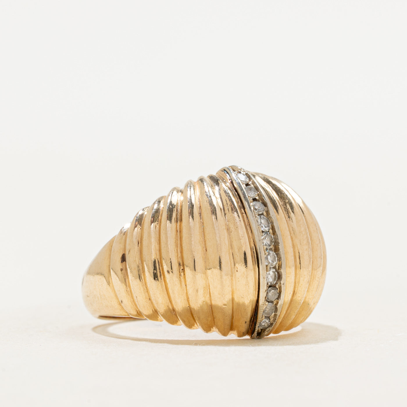 Diamond Column Croissant Dome Ring | SZ 7