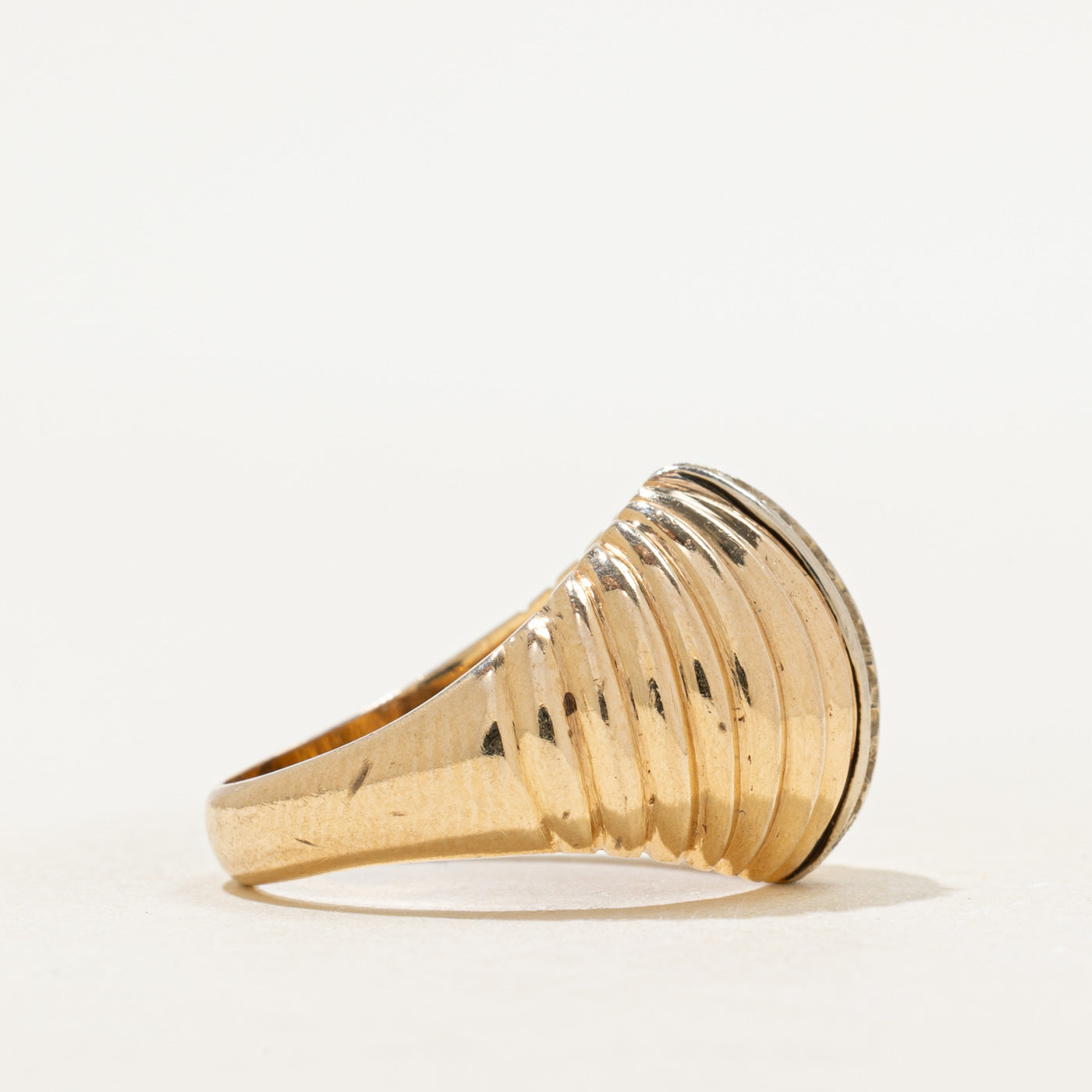 Diamond Column Croissant Dome Ring | SZ 7