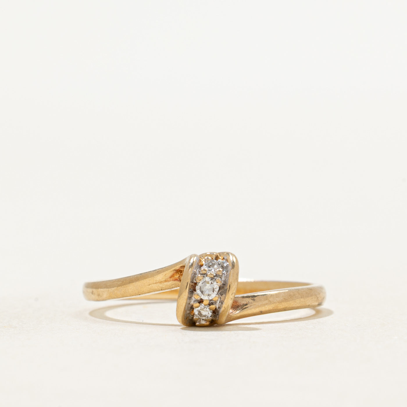 Three Stone Diamond Bypass Ring | SZ 6.25