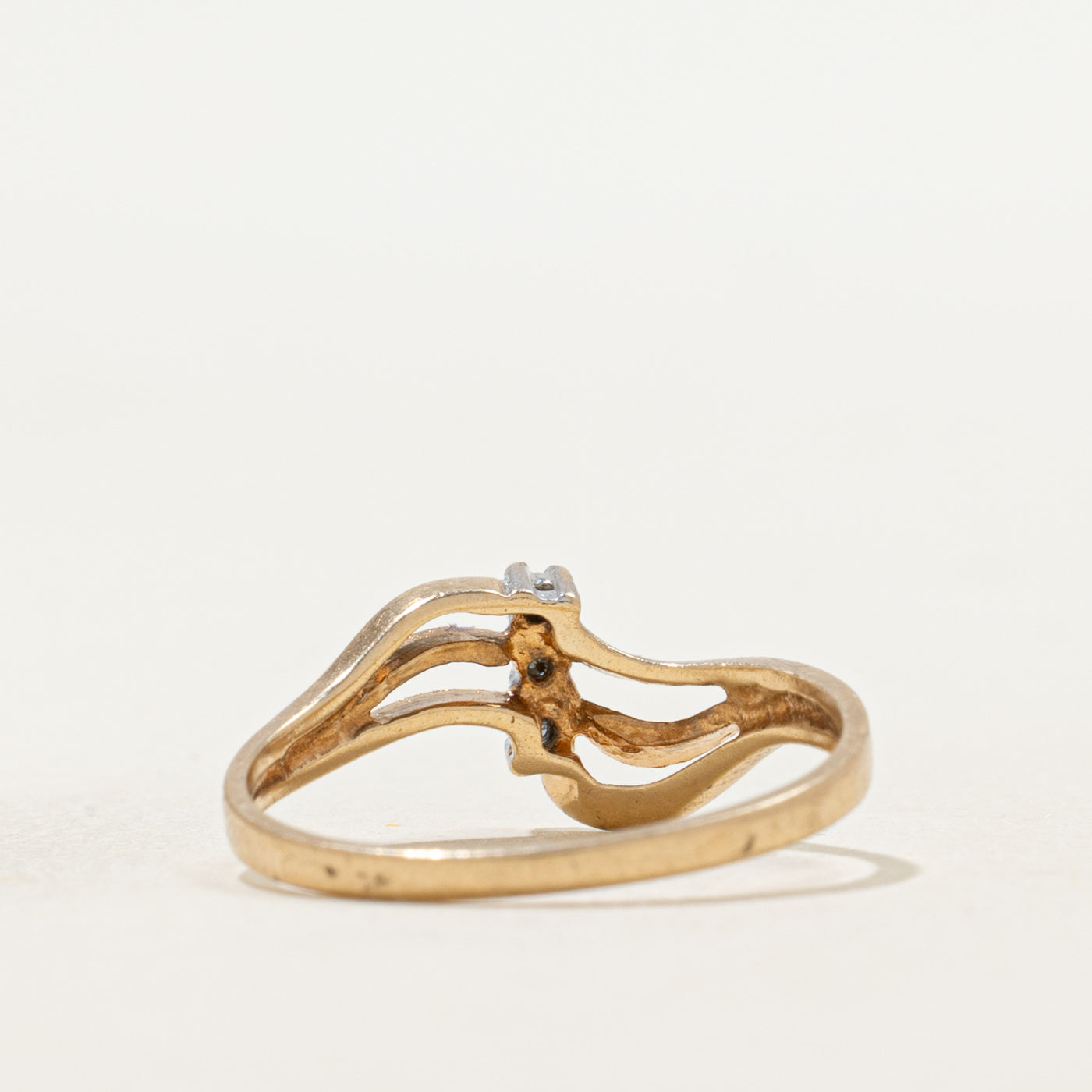 Diamond Column Open Wave Bypass Ring | SZ 6.25