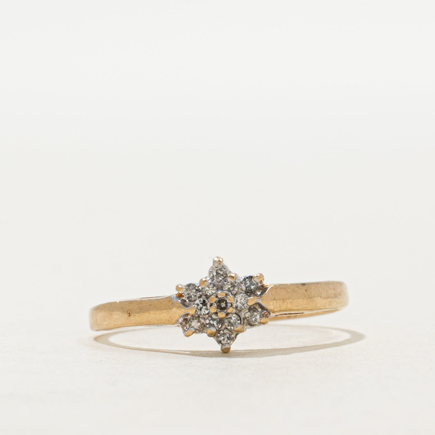 Yellow Gold Diamond Petal Cluster Ring | SZ 7.75