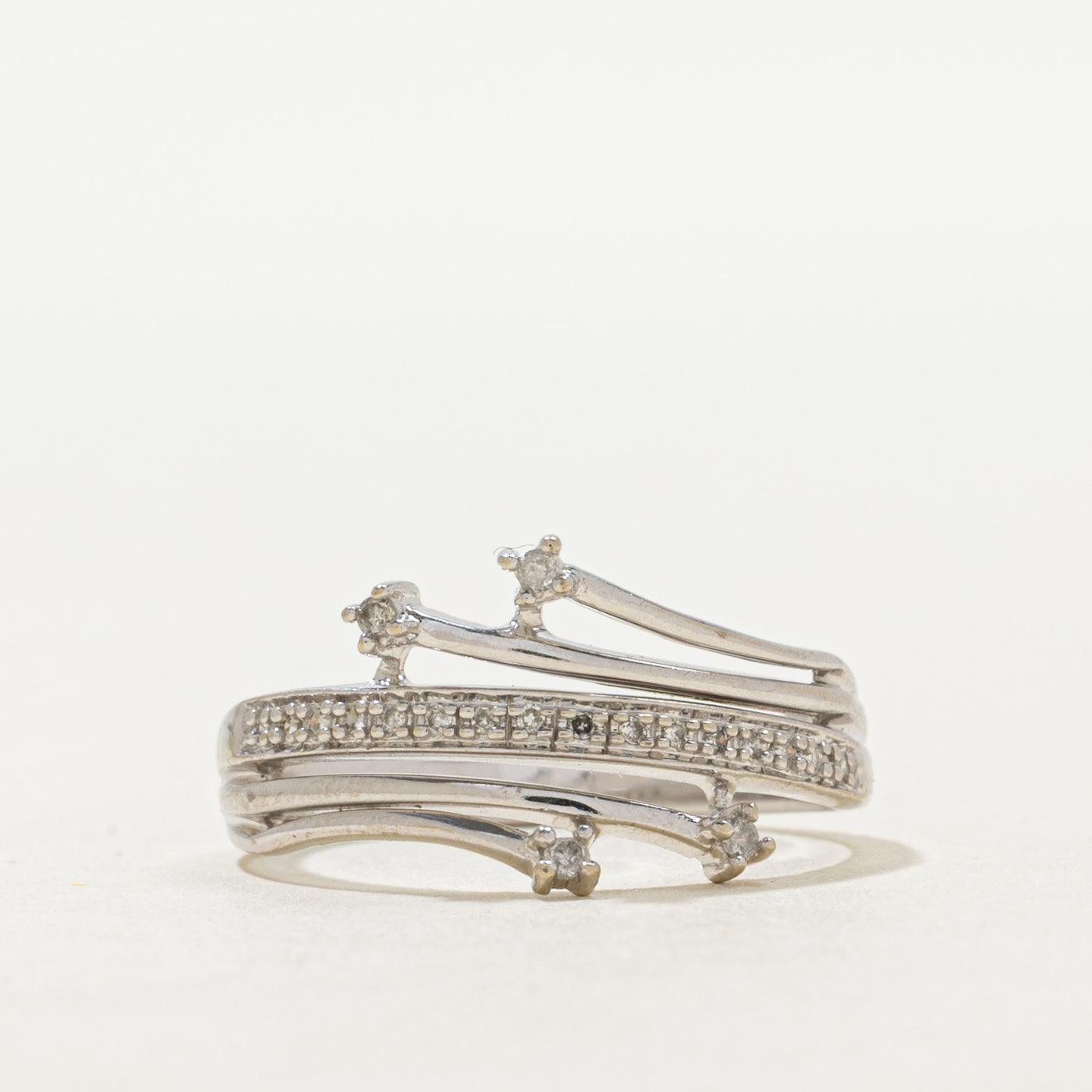 Semi Eternity Diamond Bypass Ring | SZ 7