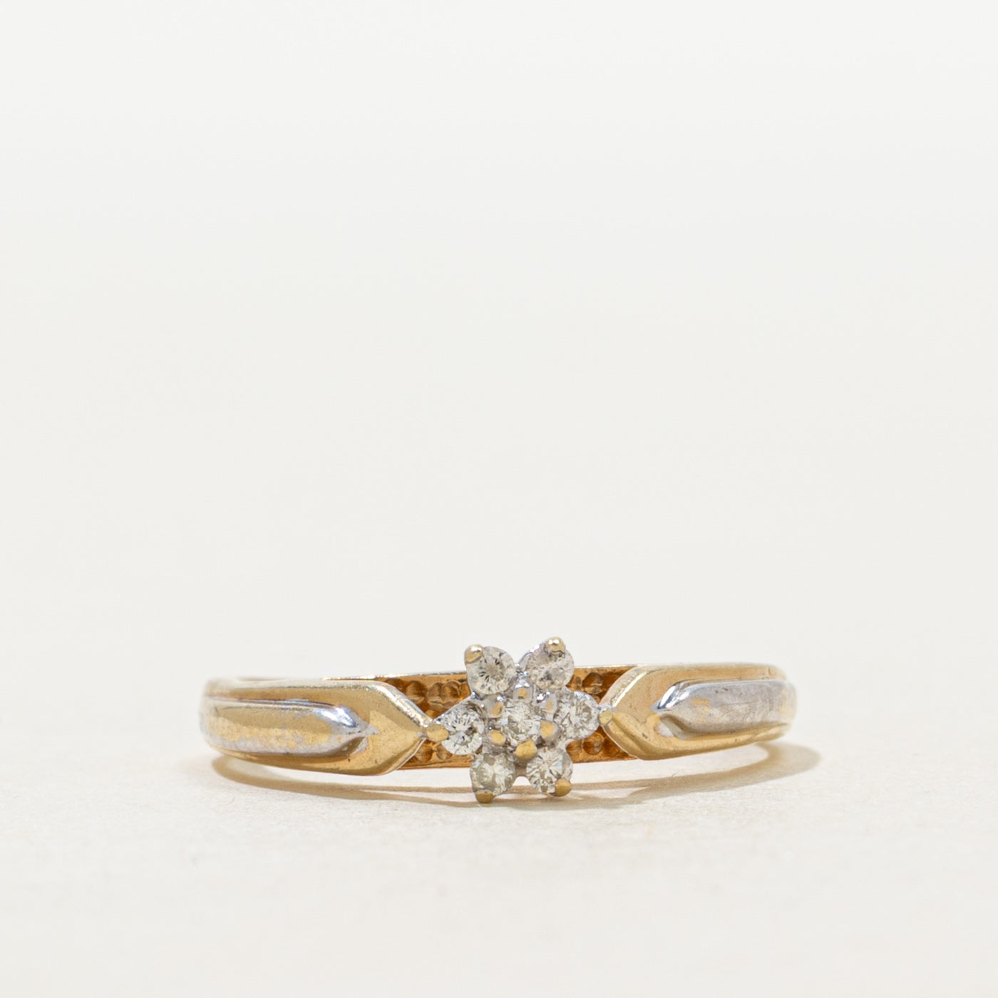 Yellow Gold Diamond Petal Cluster Ring | SZ 3.5