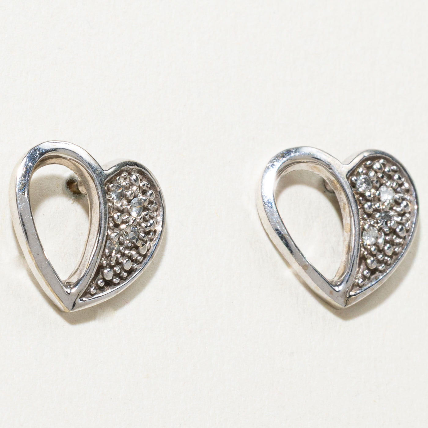 10K Diamond Half Open Heart Stud Earrings | 0.05ctw