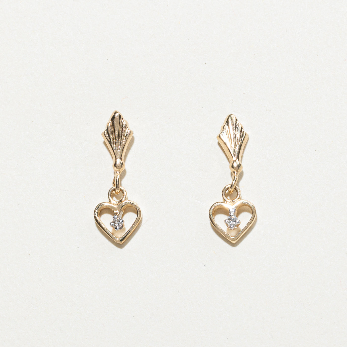 14K Diamond Heart Drop Earrings | 0.02ctw