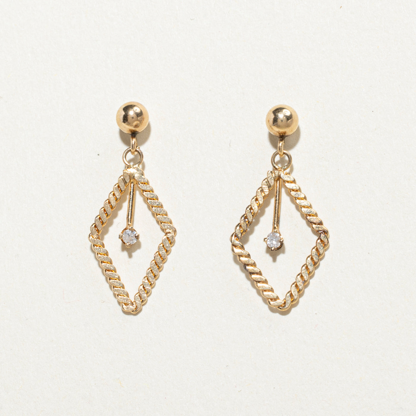 14K Diamond Geometric Drop Earrings | 0.05ctw
