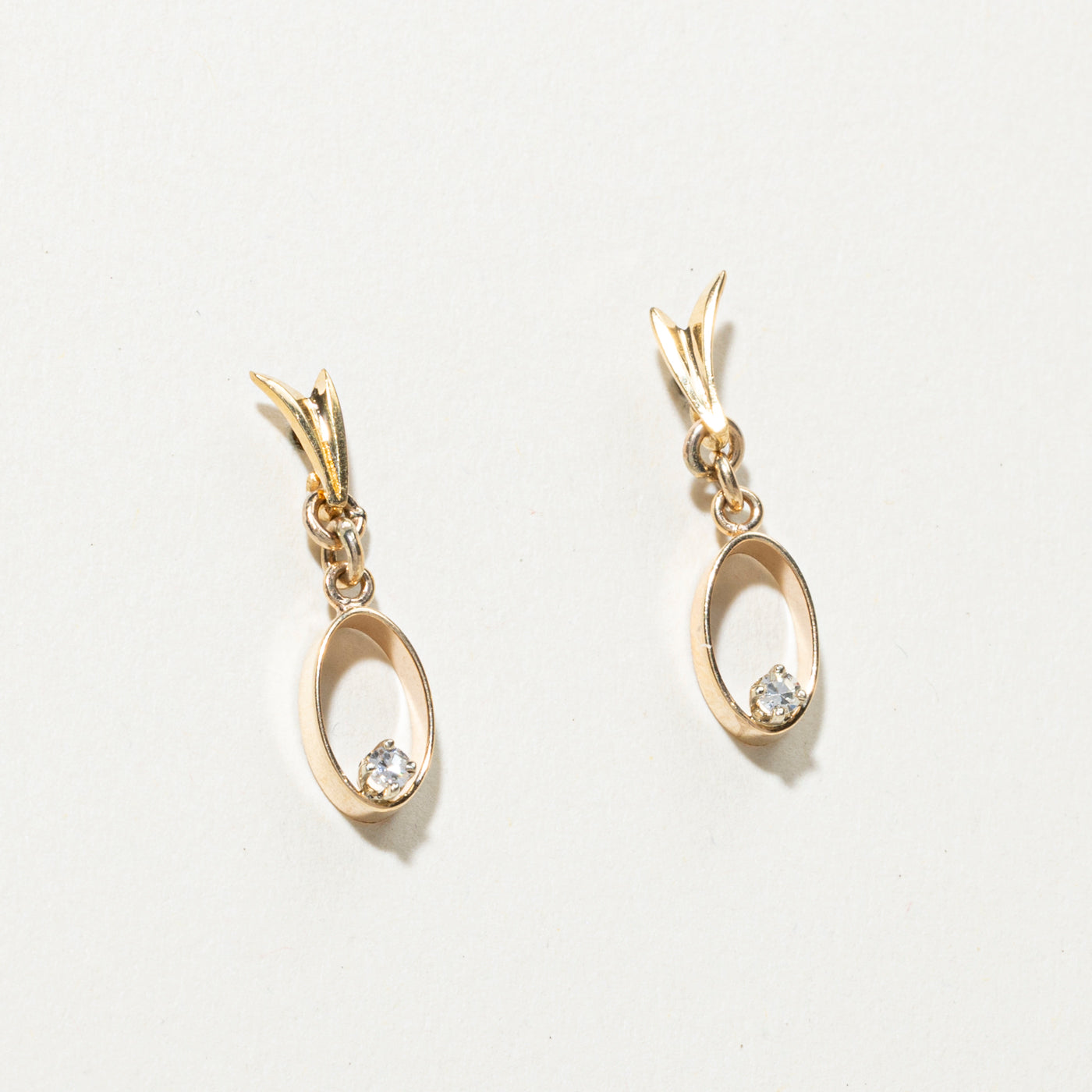 14K Diamond Open Oval Drop Earrings | 0.06ctw