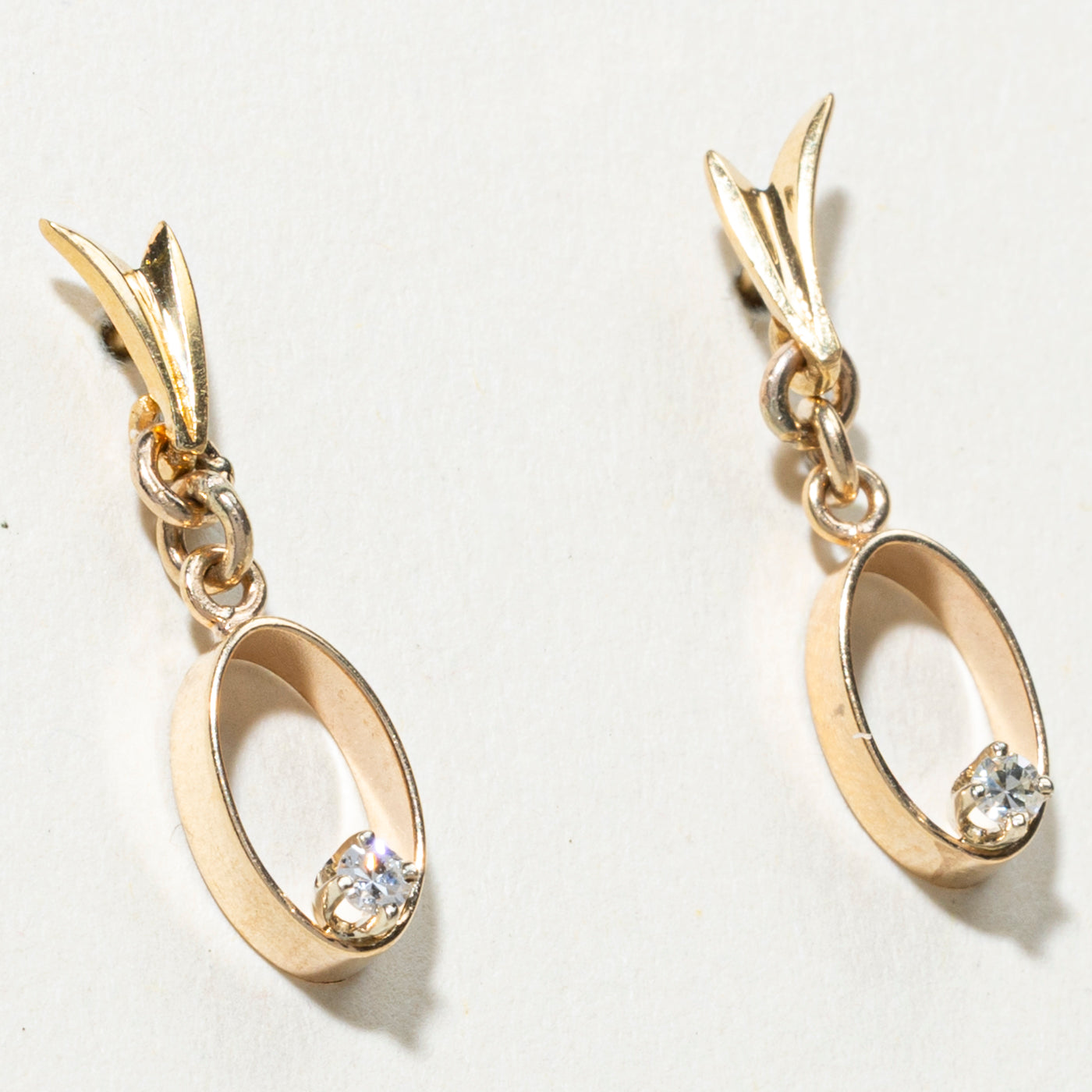 14K Diamond Open Oval Drop Earrings | 0.06ctw