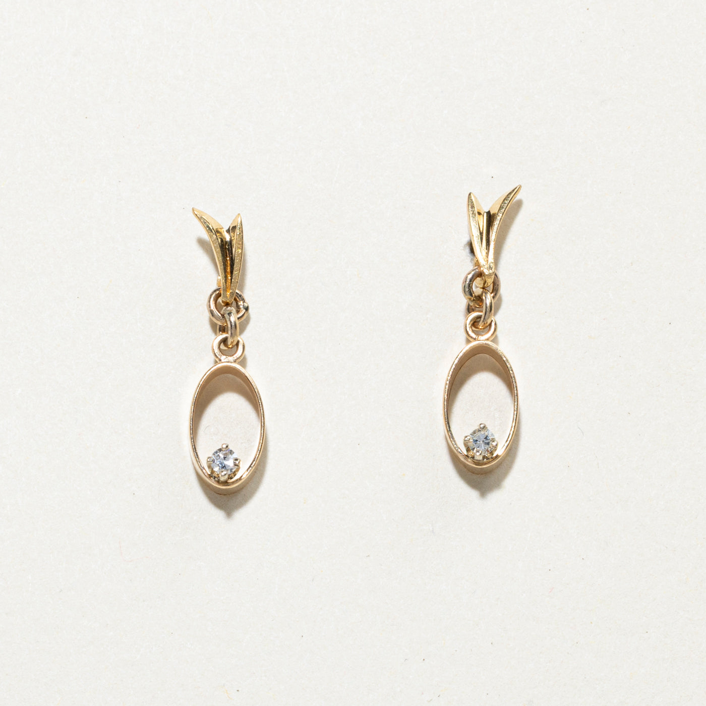 14K Diamond Open Oval Drop Earrings | 0.06ctw