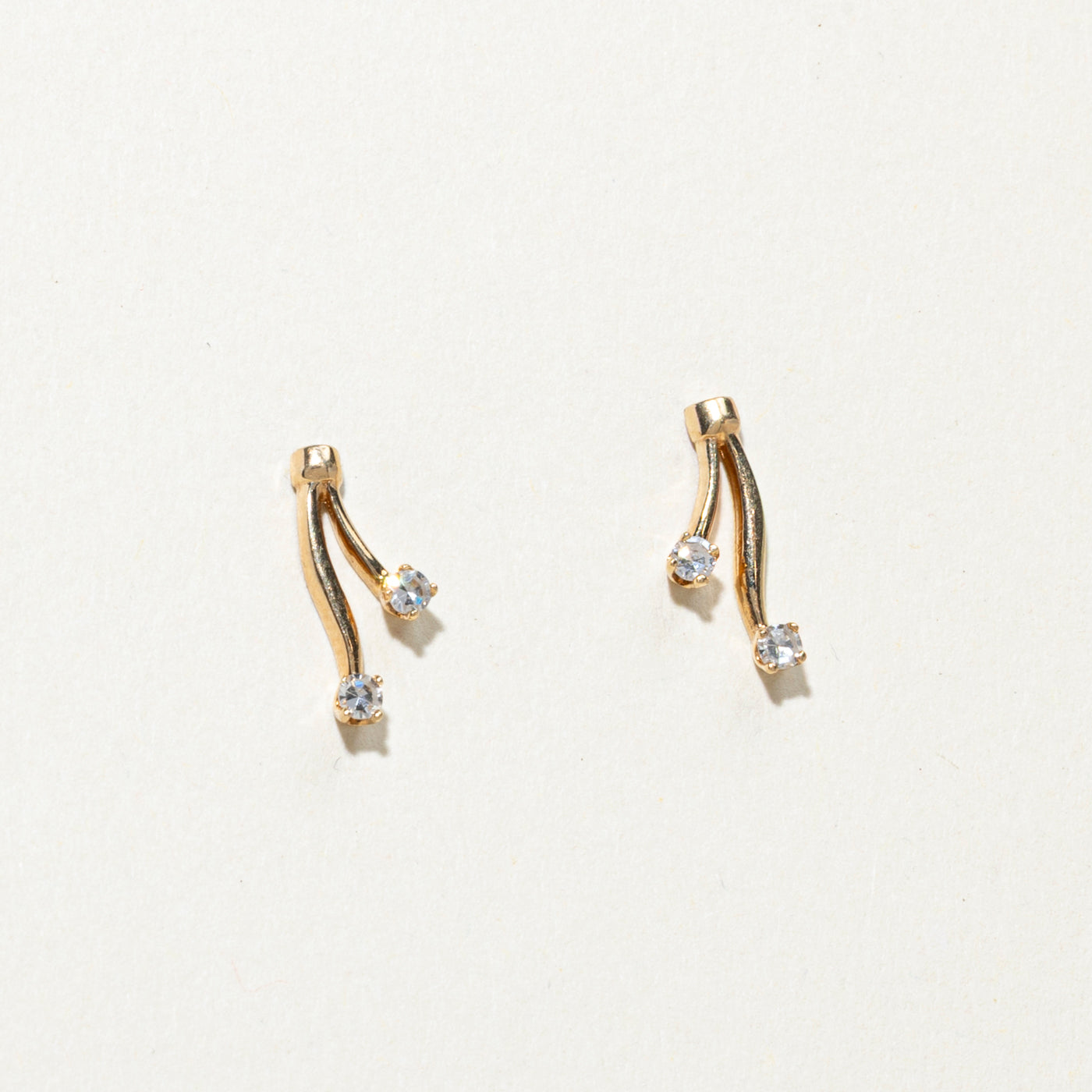 14K Two Stone Diamond Abstract Stud Earrings | 0.14ctw