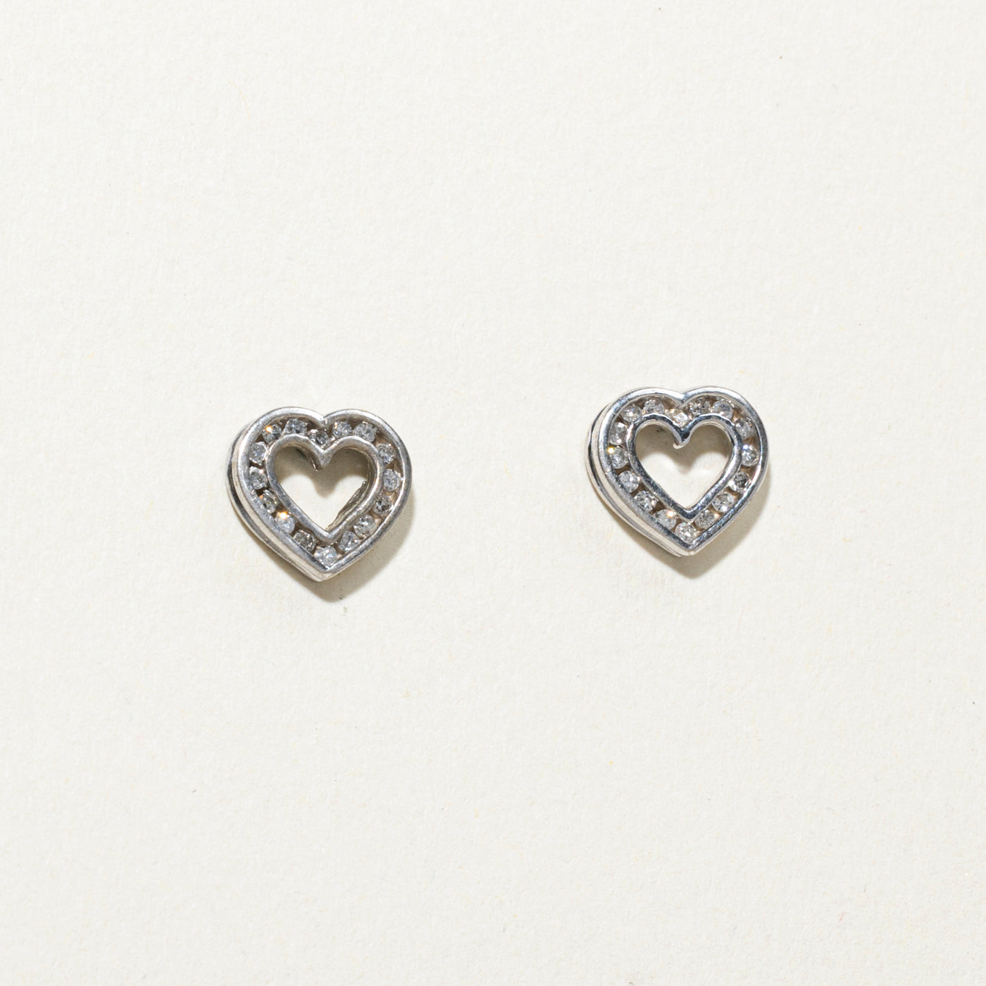 14K Diamond Open Heart Stud Earrings | 0.16ctw