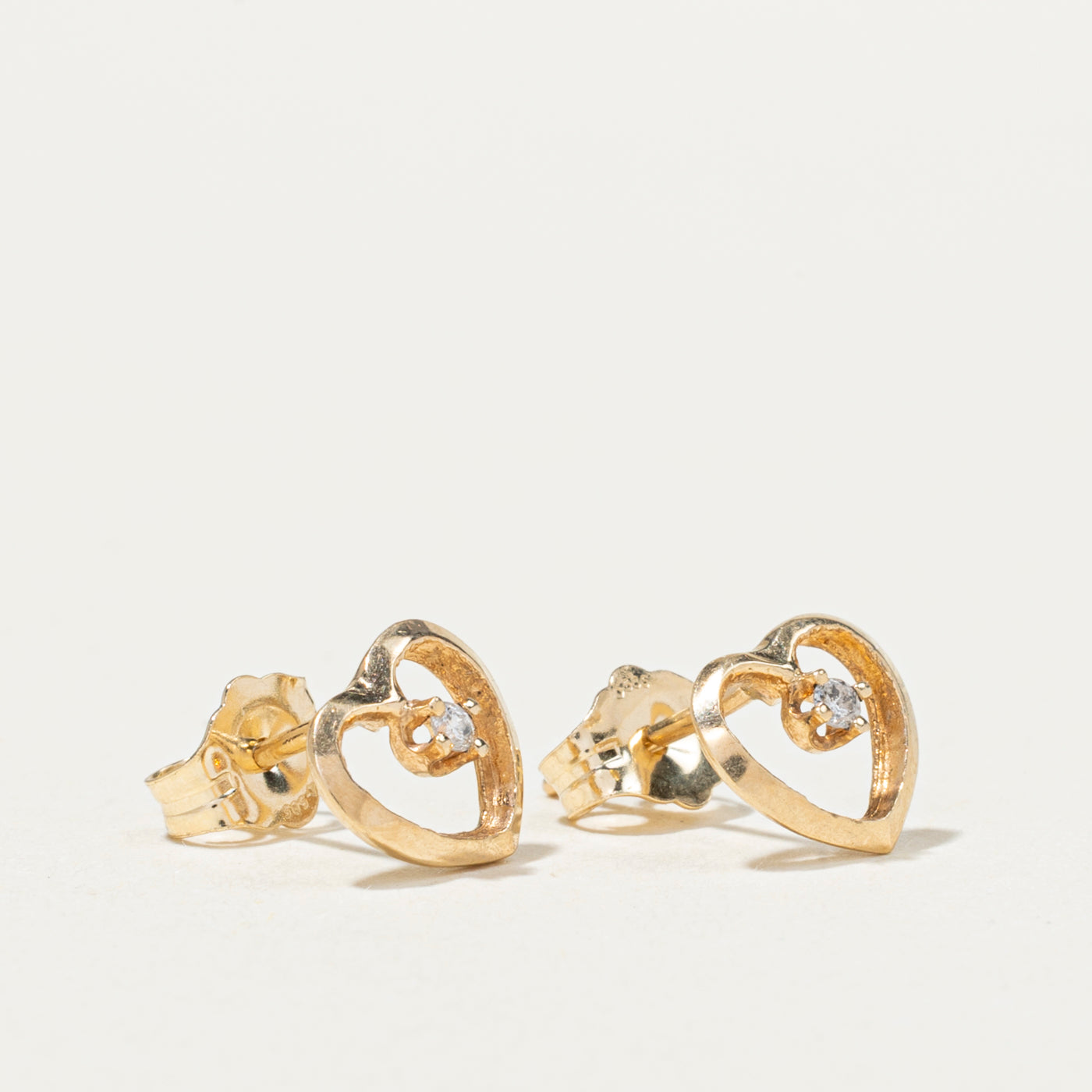 10K Diamond Heart Stud Earrings | 0.02ctw